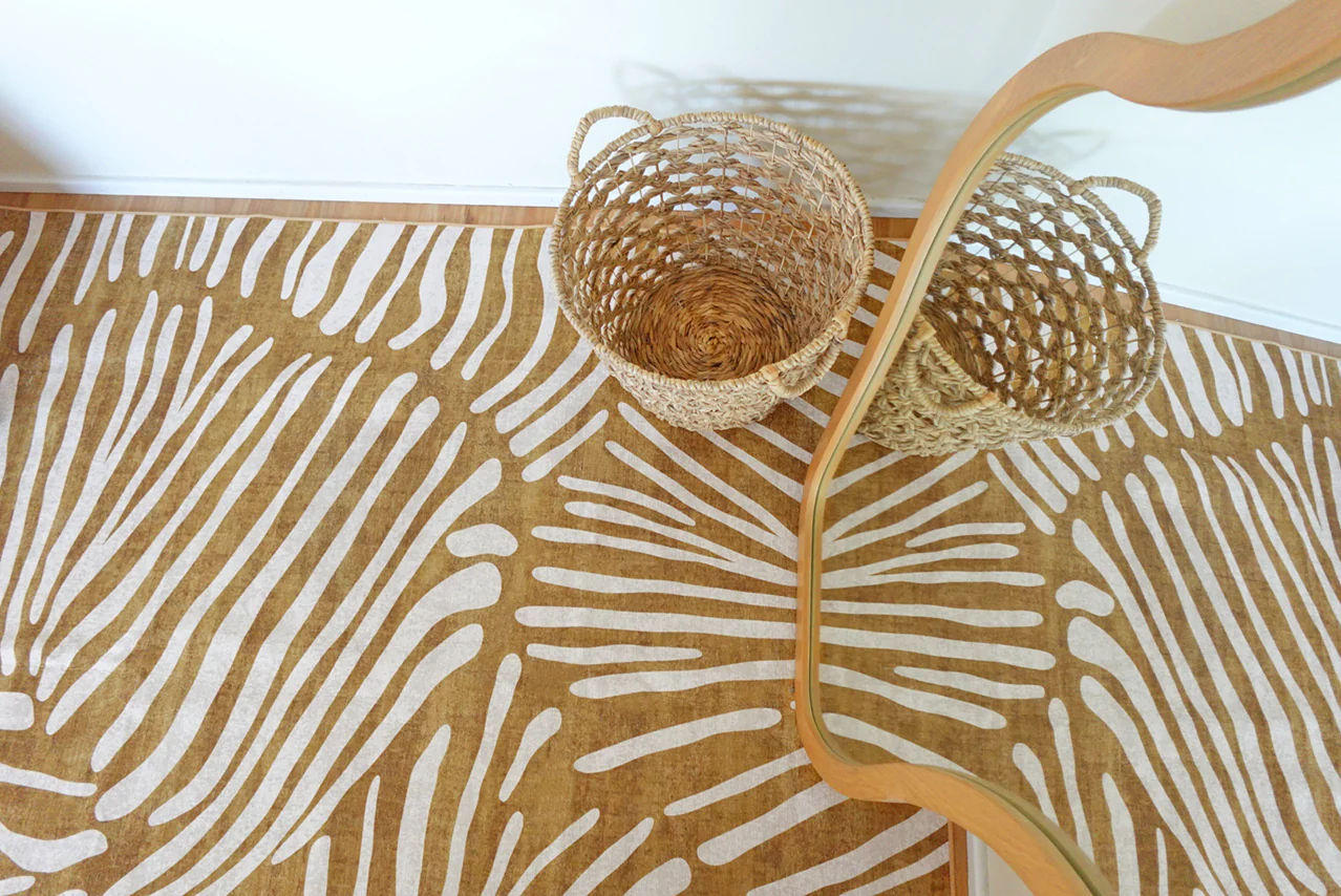 Liya Brown Palm Print Washable Rug - Image 6