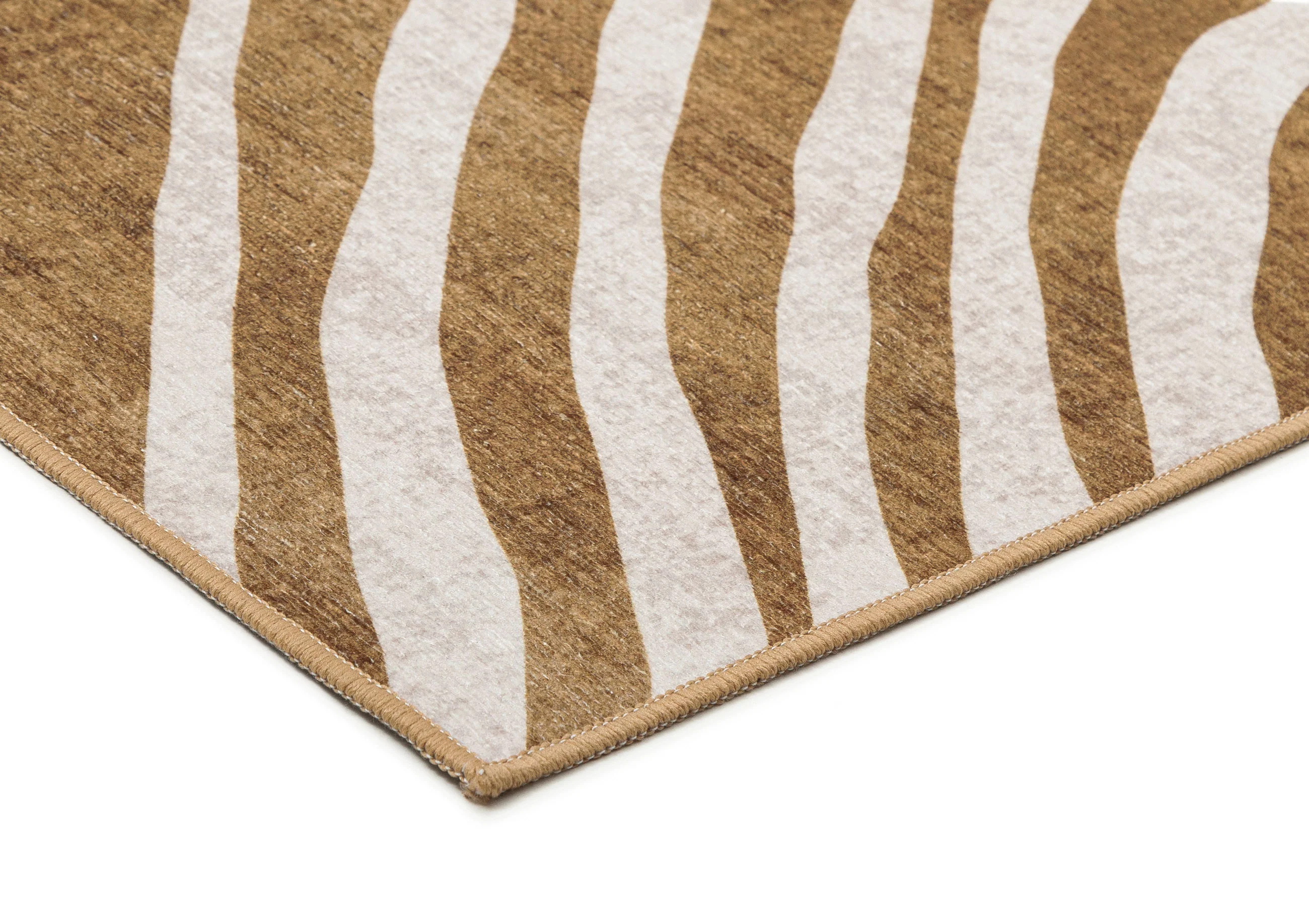 Liya Brown Palm Print Washable Rug - Image 7