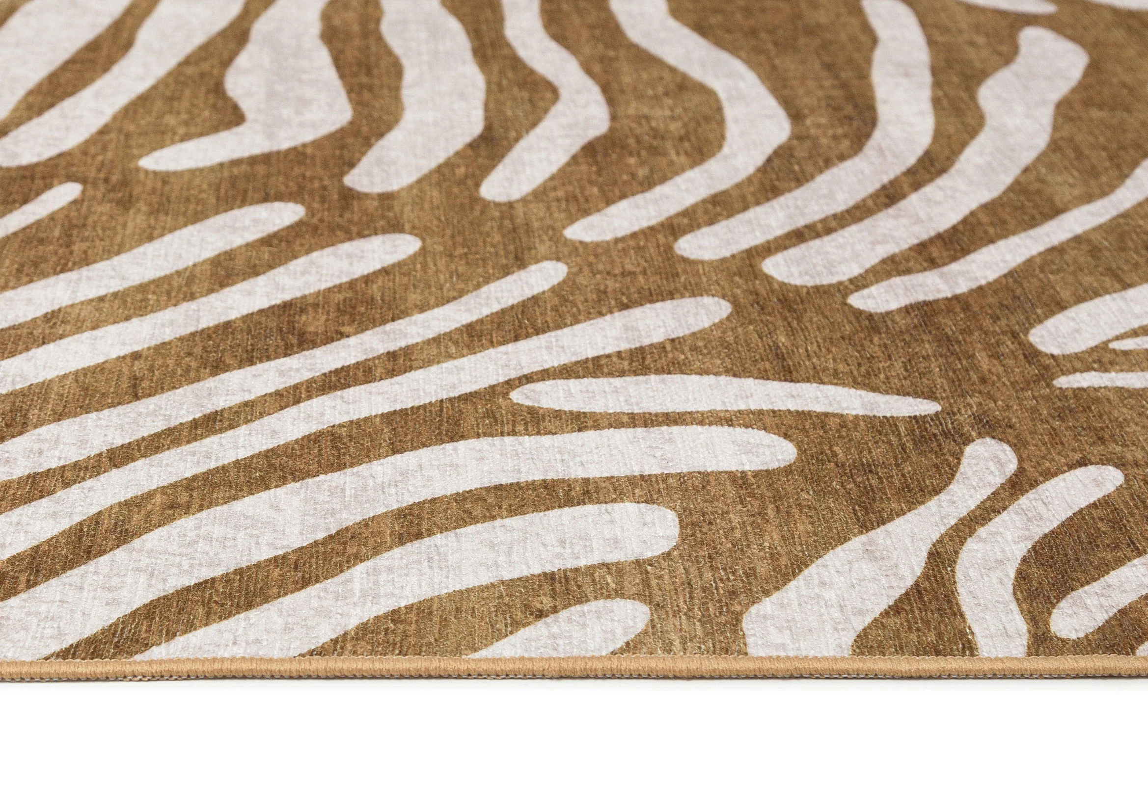 Liya Brown Palm Print Washable Rug - Image 8