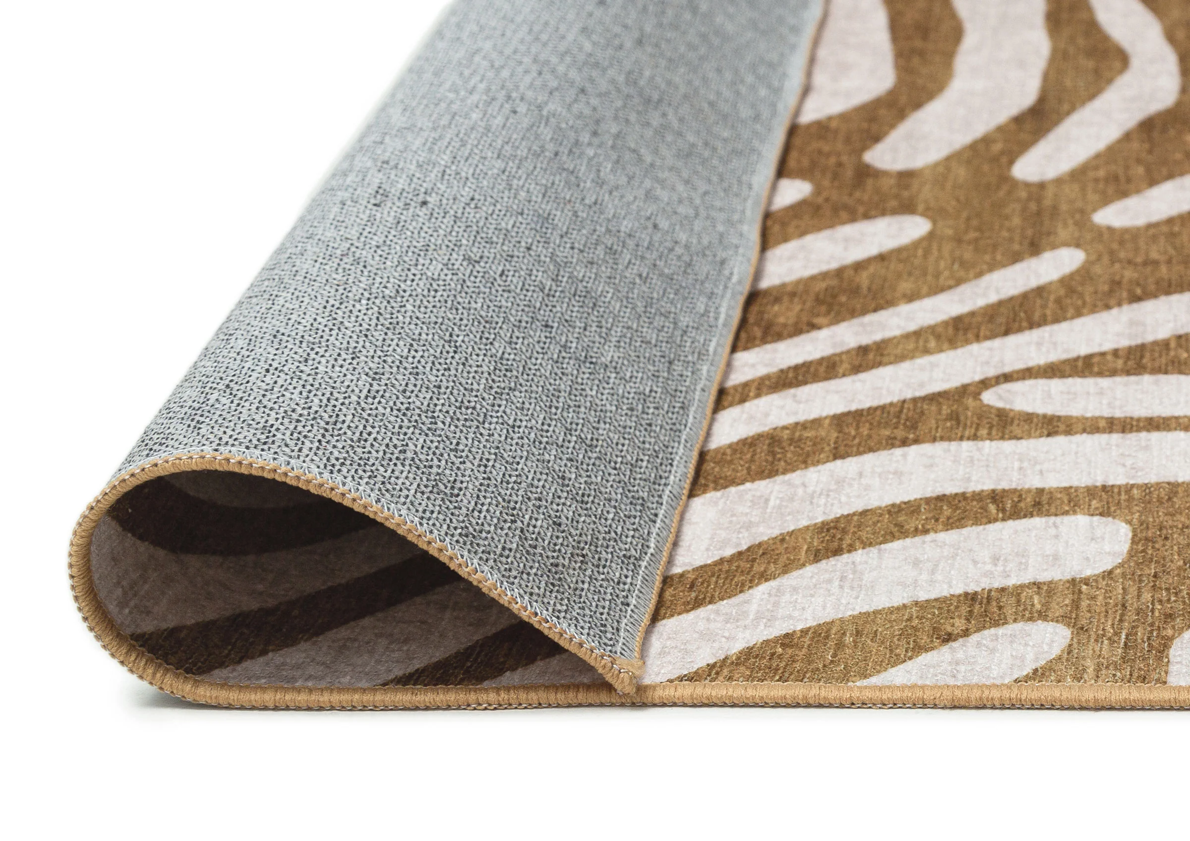Liya Brown Palm Print Washable Rug - Image 9