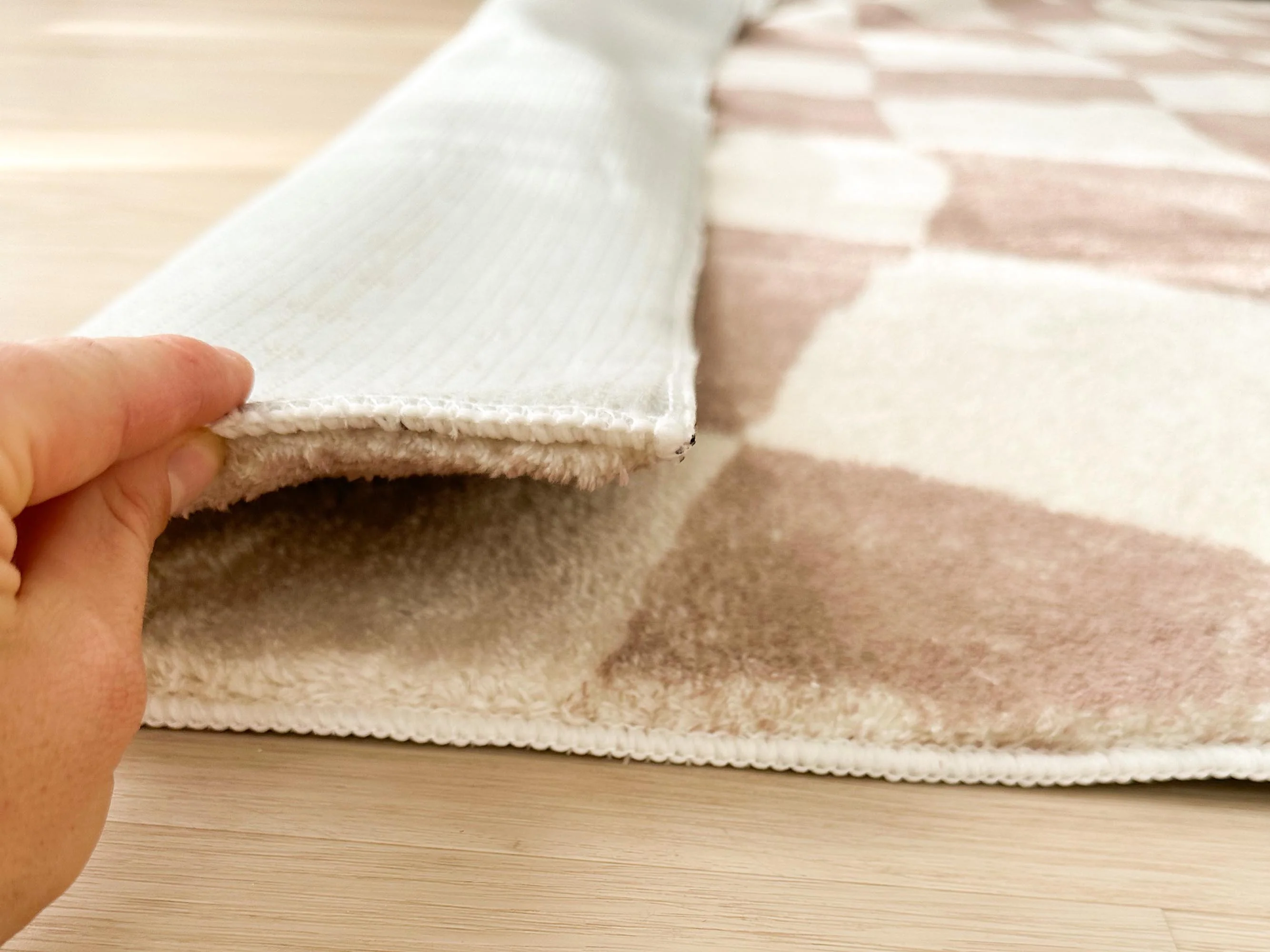 Logan Beige and Ivory Abstract Checkered Washable Rug - Image 10