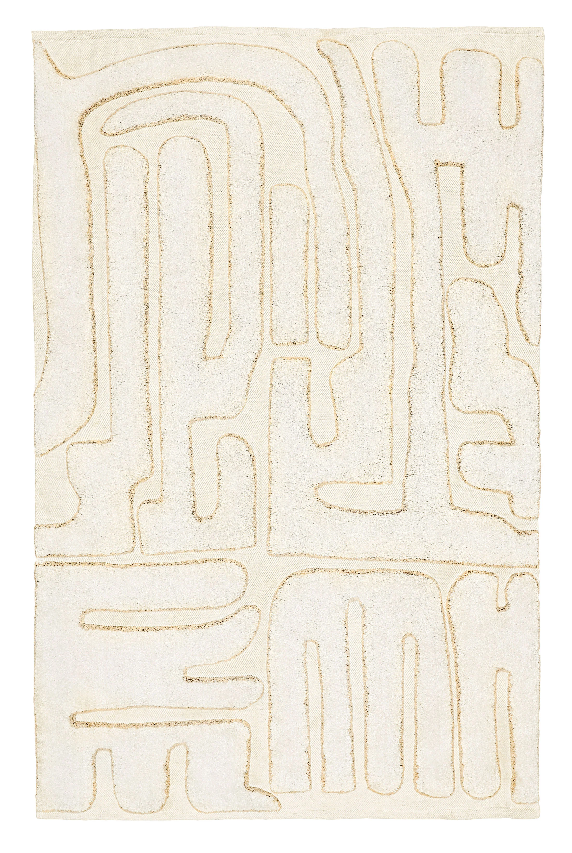 Lola Cream Abstract Cotton Washable Rug