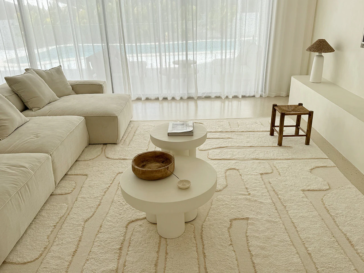 Lola Cream Abstract Cotton Washable Rug - Image 4