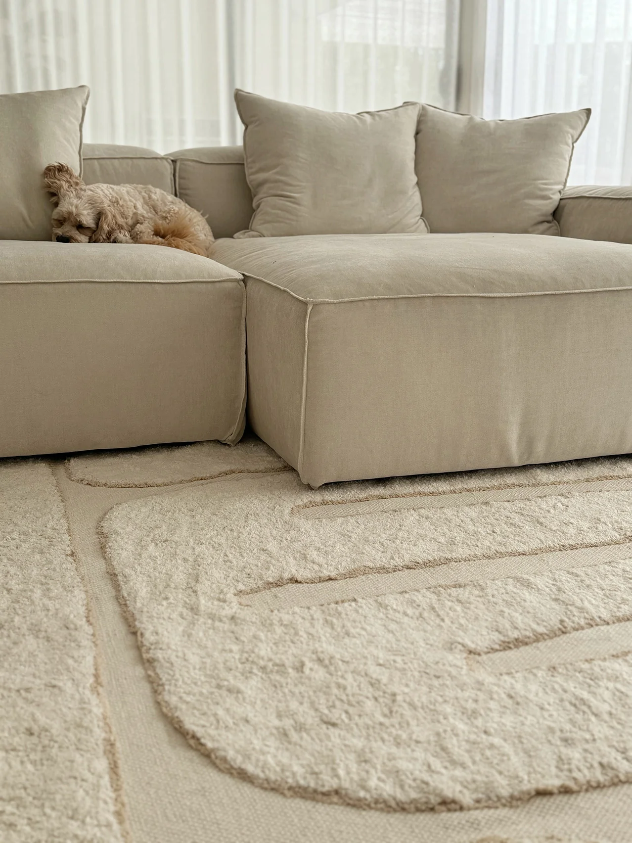 Lola Cream Abstract Cotton Washable Rug - Image 5
