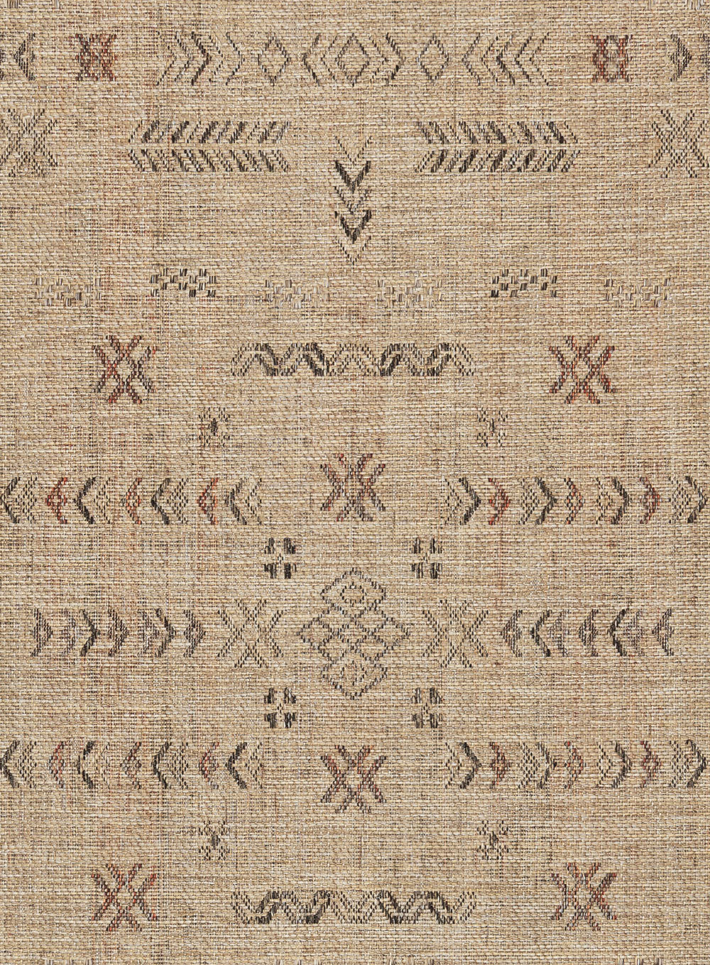 Loom Sand Beige and Stone Tribal Pattern Indoor Outdoor Rug - Image 10