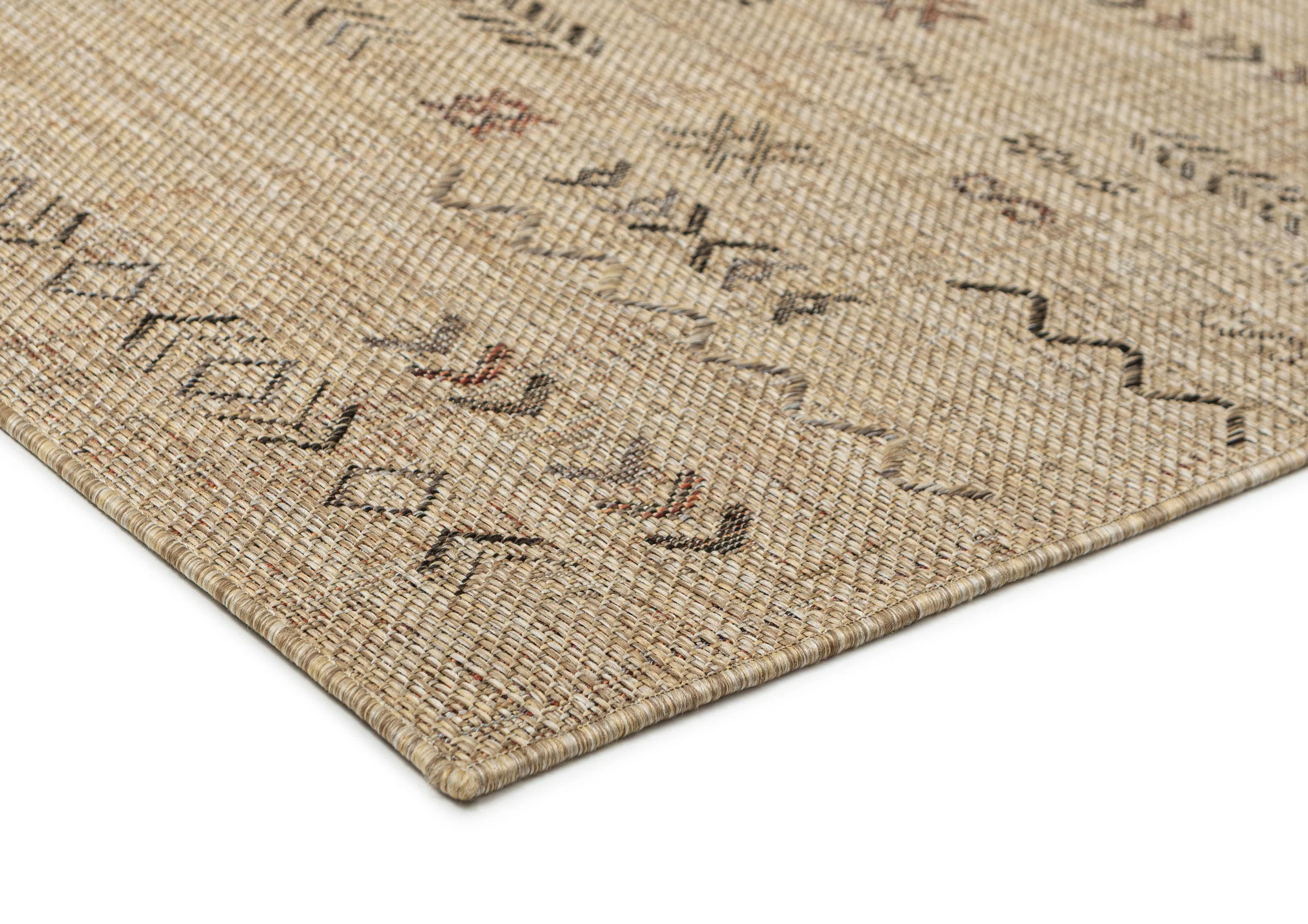Loom Sand Beige and Stone Tribal Pattern Indoor Outdoor Rug - Image 7