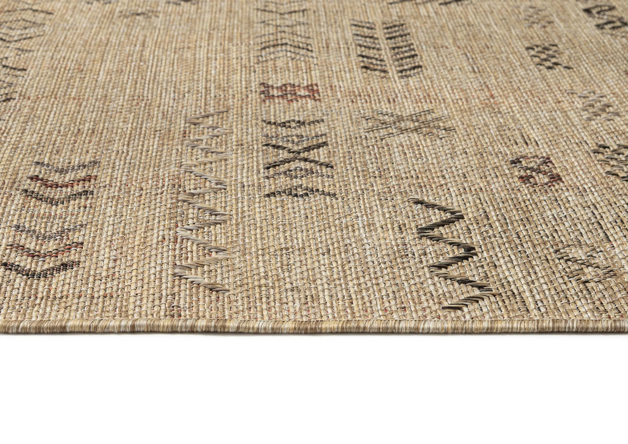 Loom Sand Beige and Stone Tribal Pattern Indoor Outdoor Rug - Image 8