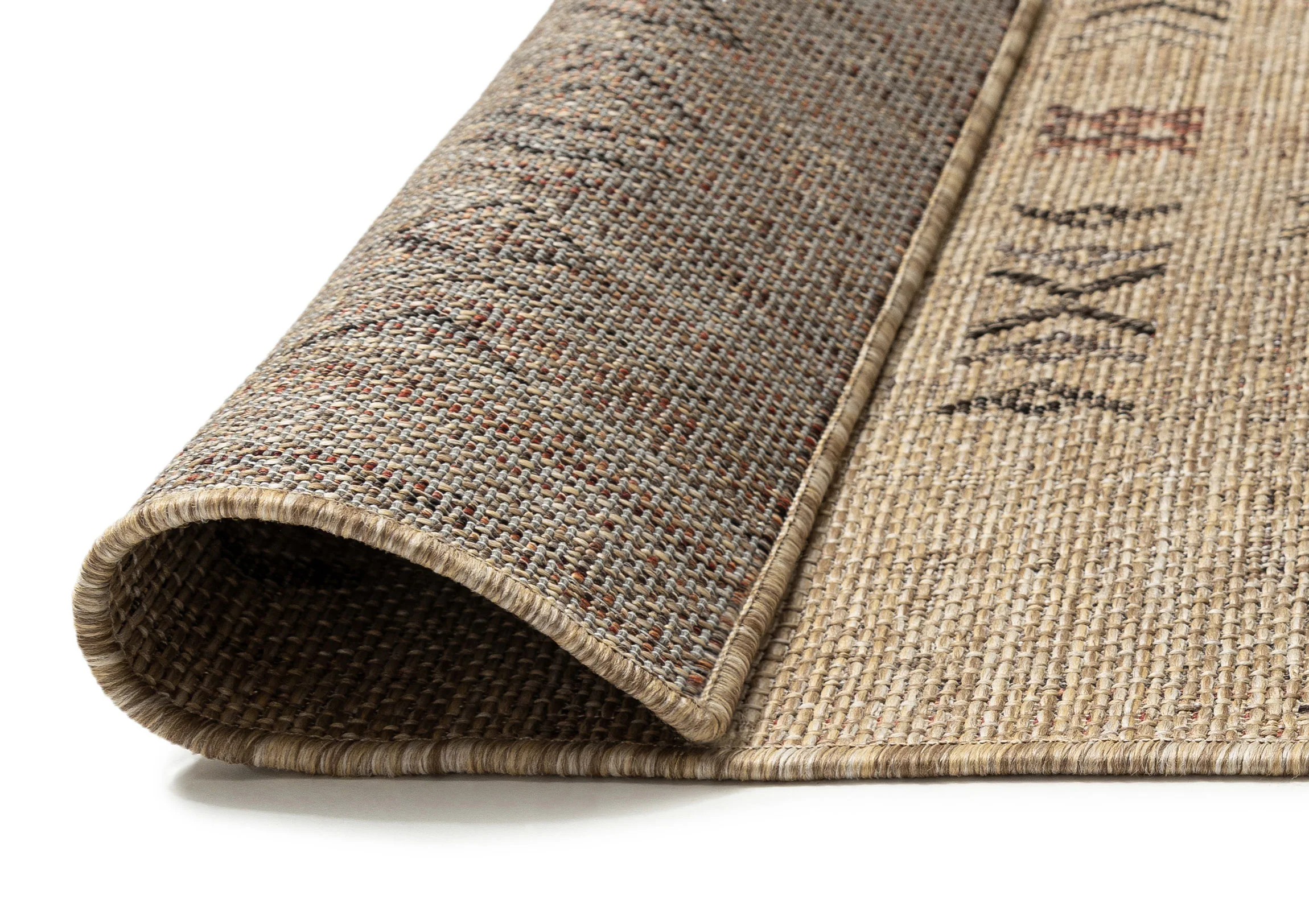 Loom Sand Beige and Stone Tribal Pattern Indoor Outdoor Rug - Image 9