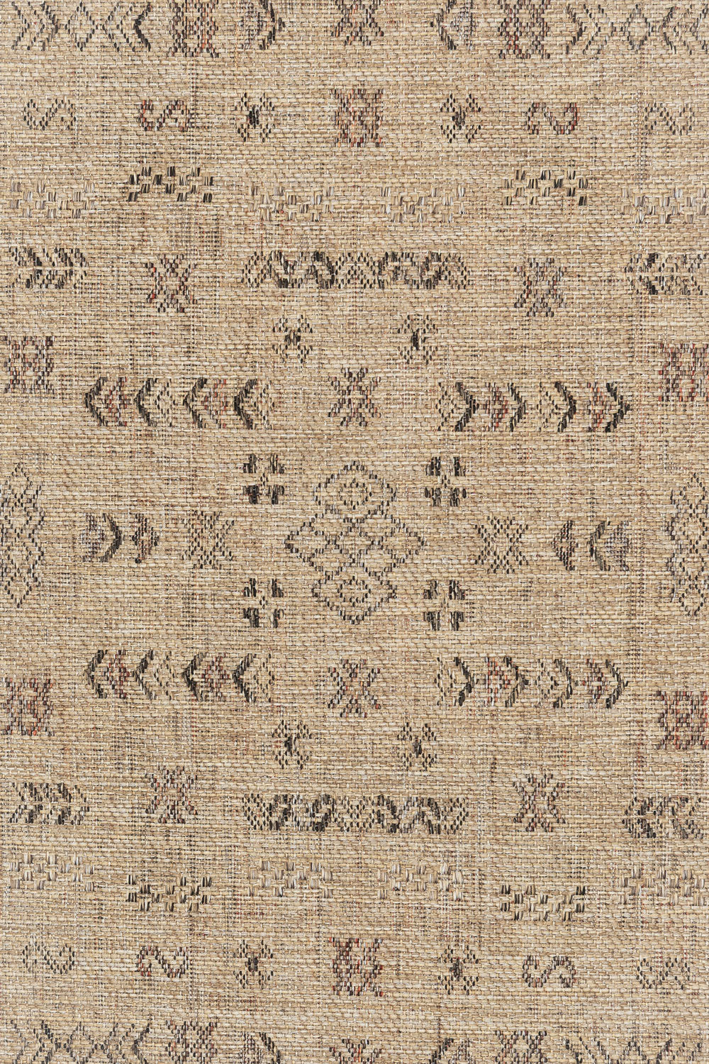 Loom Sand Beige and Stone Tribal Pattern Indoor Outdoor Runner Rug - Image 11