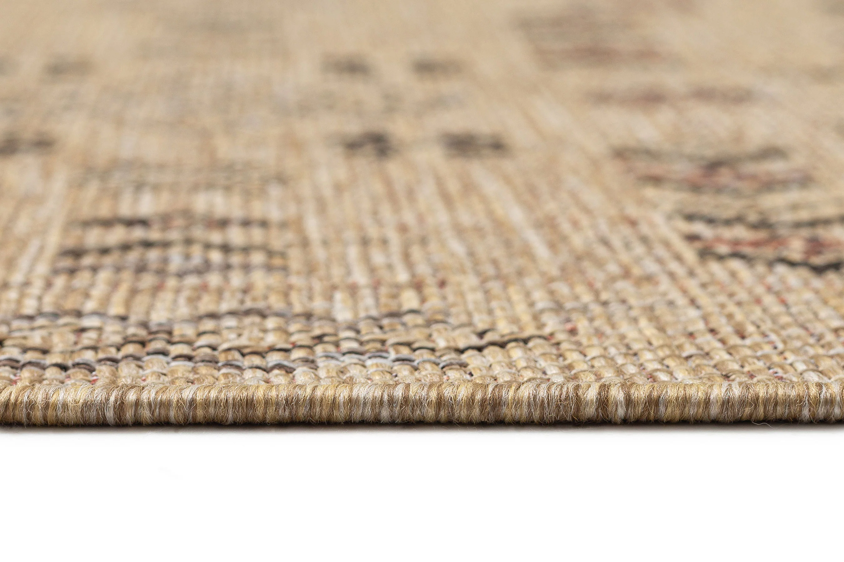 Loom Sand Beige and Stone Tribal Pattern Indoor Outdoor Runner Rug - Image 12