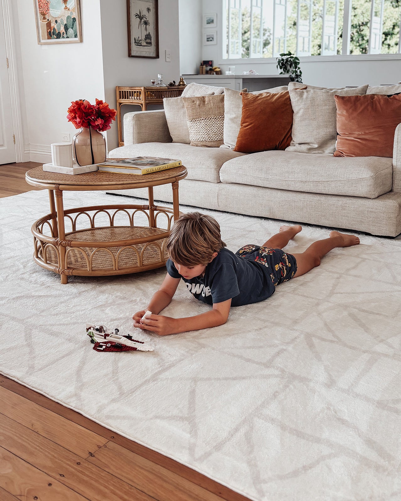 Luca Grey Cream Geometric Washable Rug - Image 4