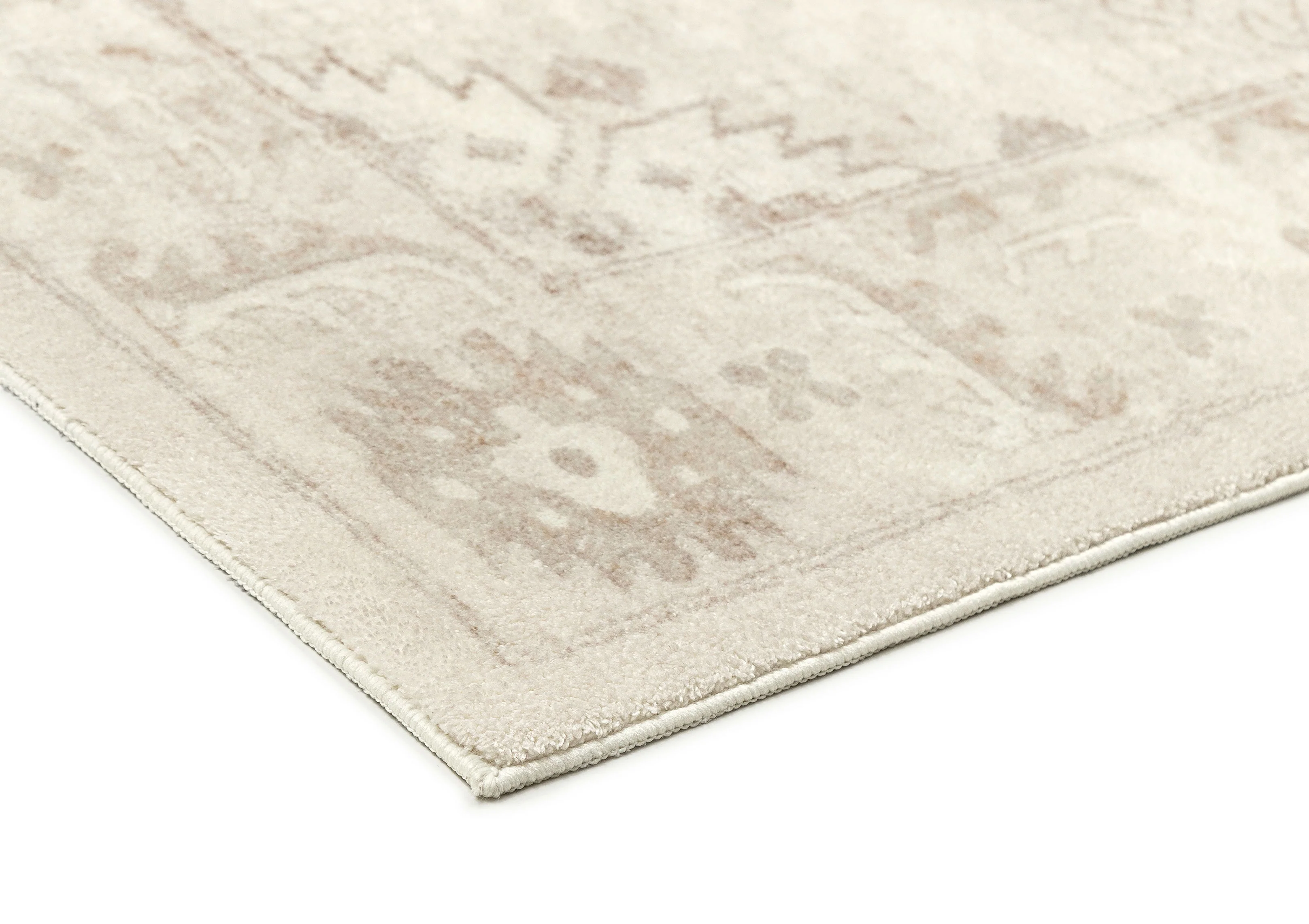 Lucille Cream and Beige Distressed Washable Rug - Image 9