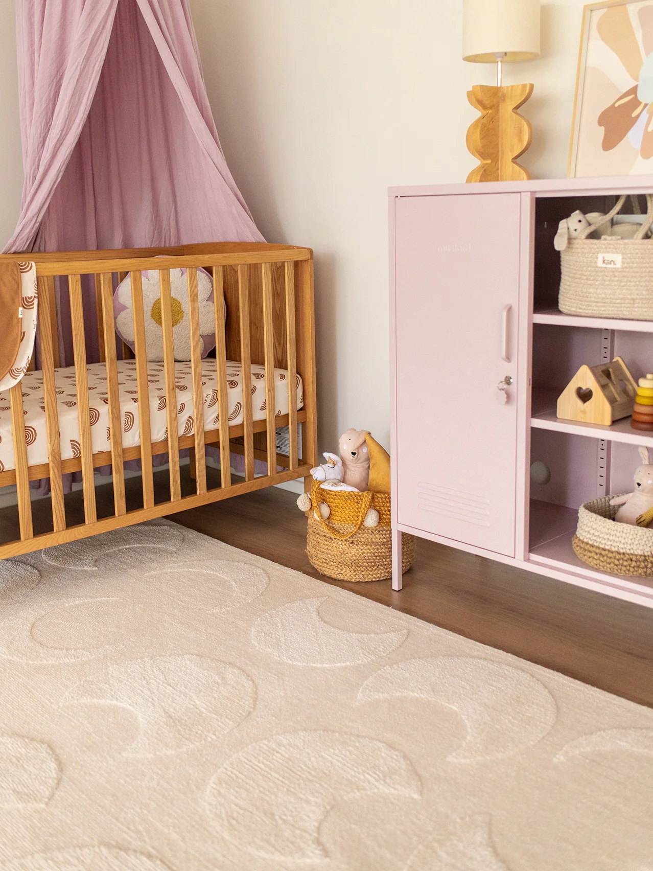 Lucy Beige Cream Half-Moon Pattern Rug - Image 4