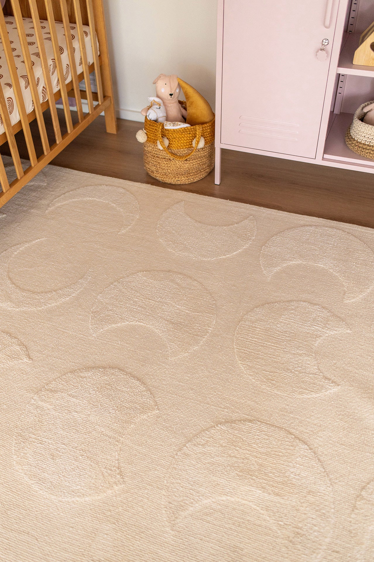 Lucy Beige Cream Half-Moon Pattern Rug - Image 5