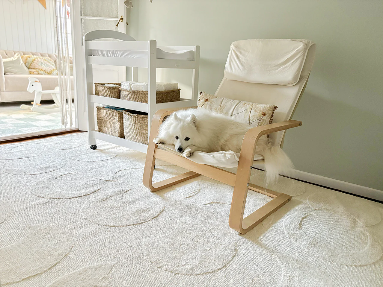Lucy Beige Cream Half-Moon Pattern Rug - Image 8