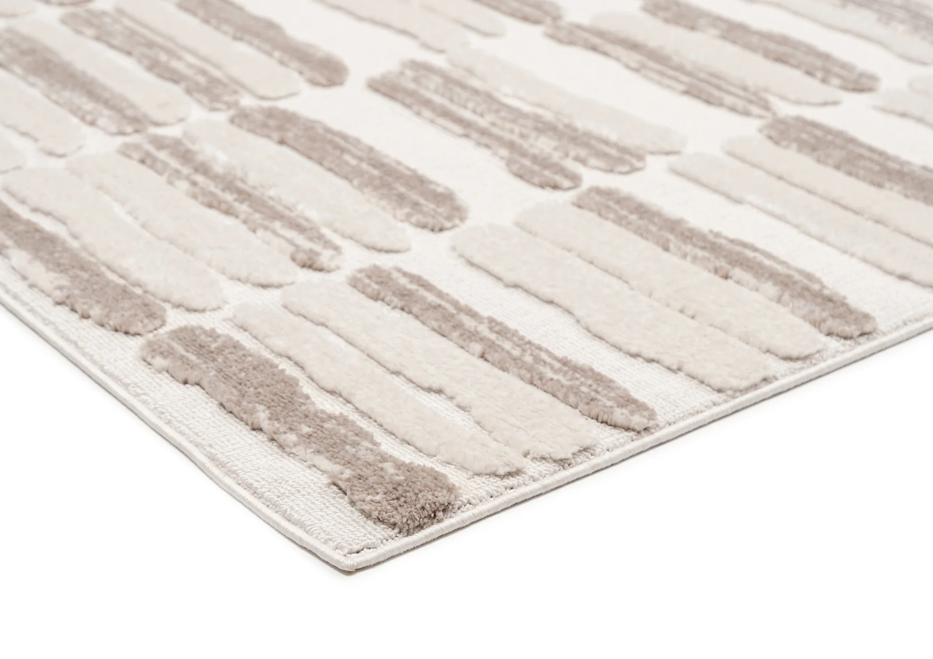 Luiza Ivory and Beige Abstract Striped Rug - Image 7