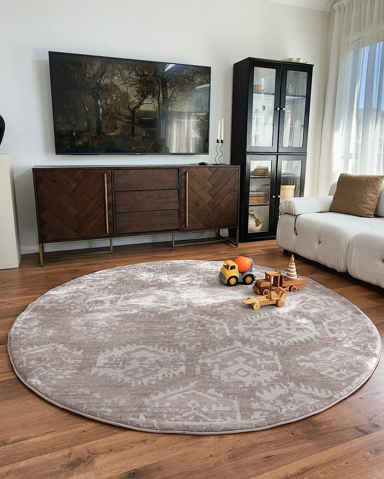 Lumi Grey Plush Rollie Pollie Round Playmat - Image 3