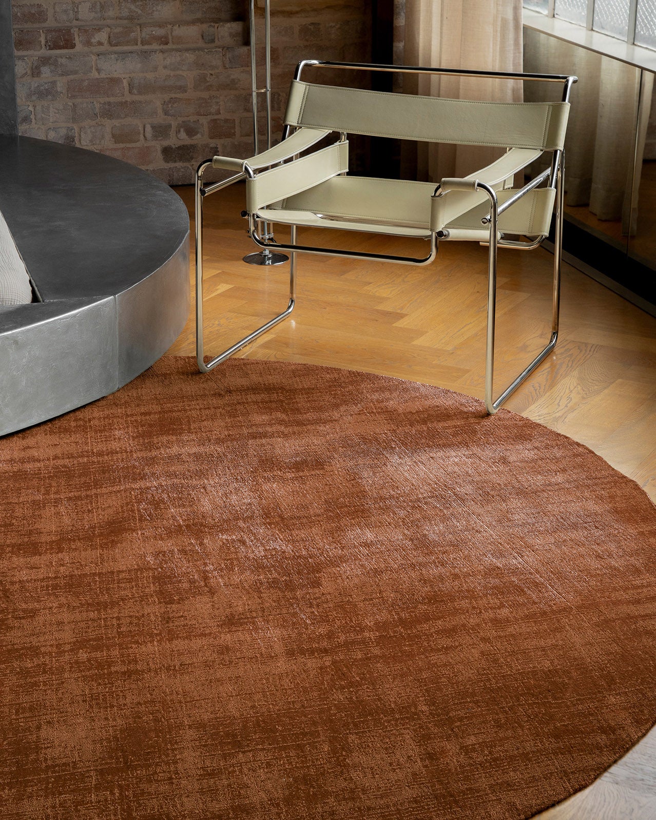 Lupe Terracotta Handwoven Round Rug - Image 2