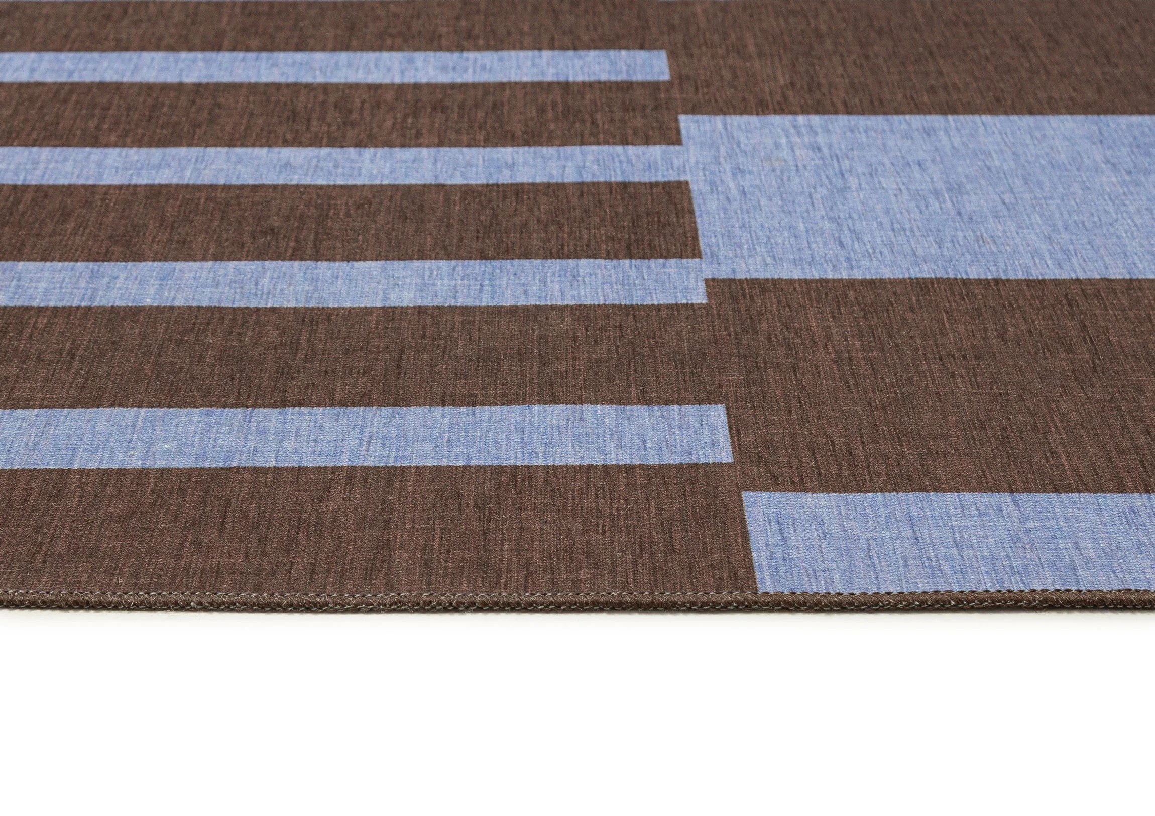 Luz Deep Cocoa and Vivid Blue Striped Indoor Outdoor Rug - Image 10
