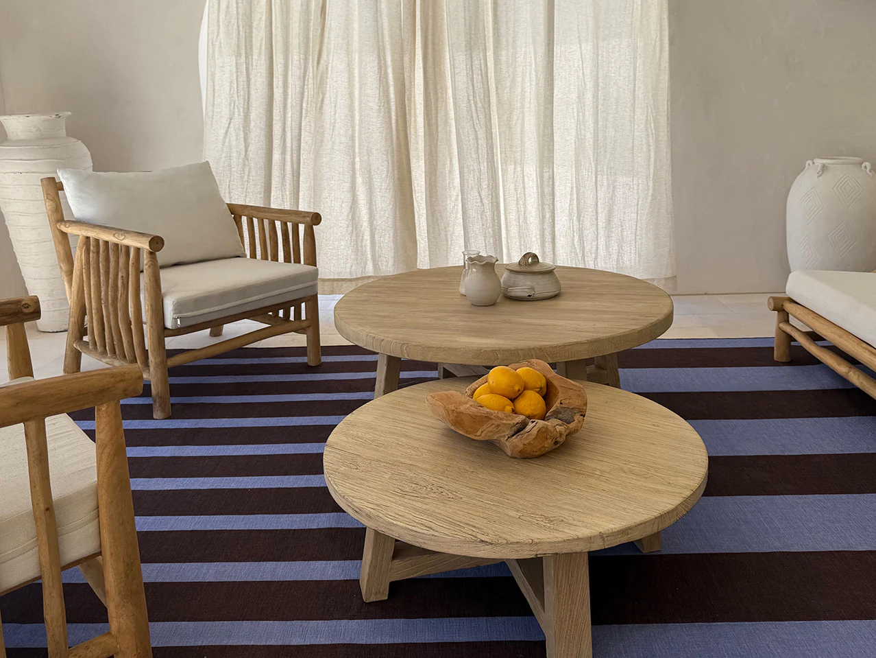 Luz Deep Cocoa and Vivid Blue Striped Indoor Outdoor Rug - Image 3