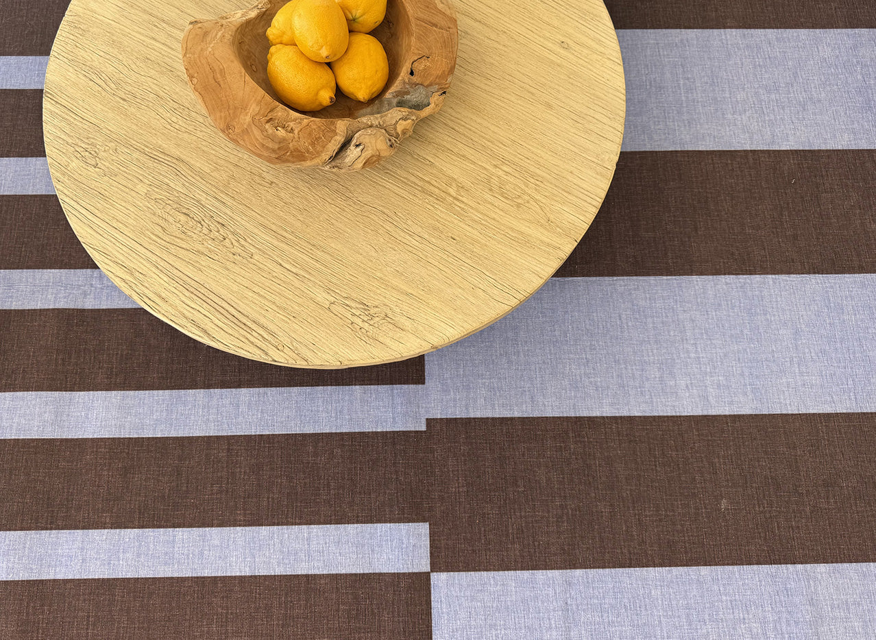 Luz Deep Cocoa and Vivid Blue Striped Indoor Outdoor Rug - Image 4