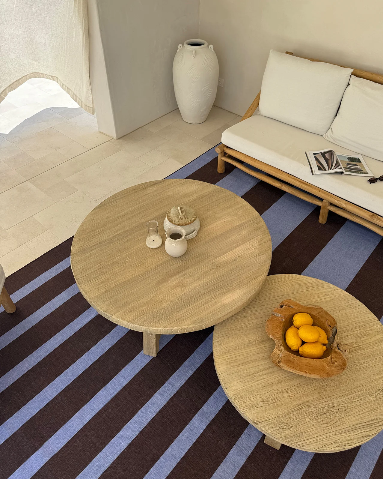Luz Deep Cocoa and Vivid Blue Striped Indoor Outdoor Rug - Image 6