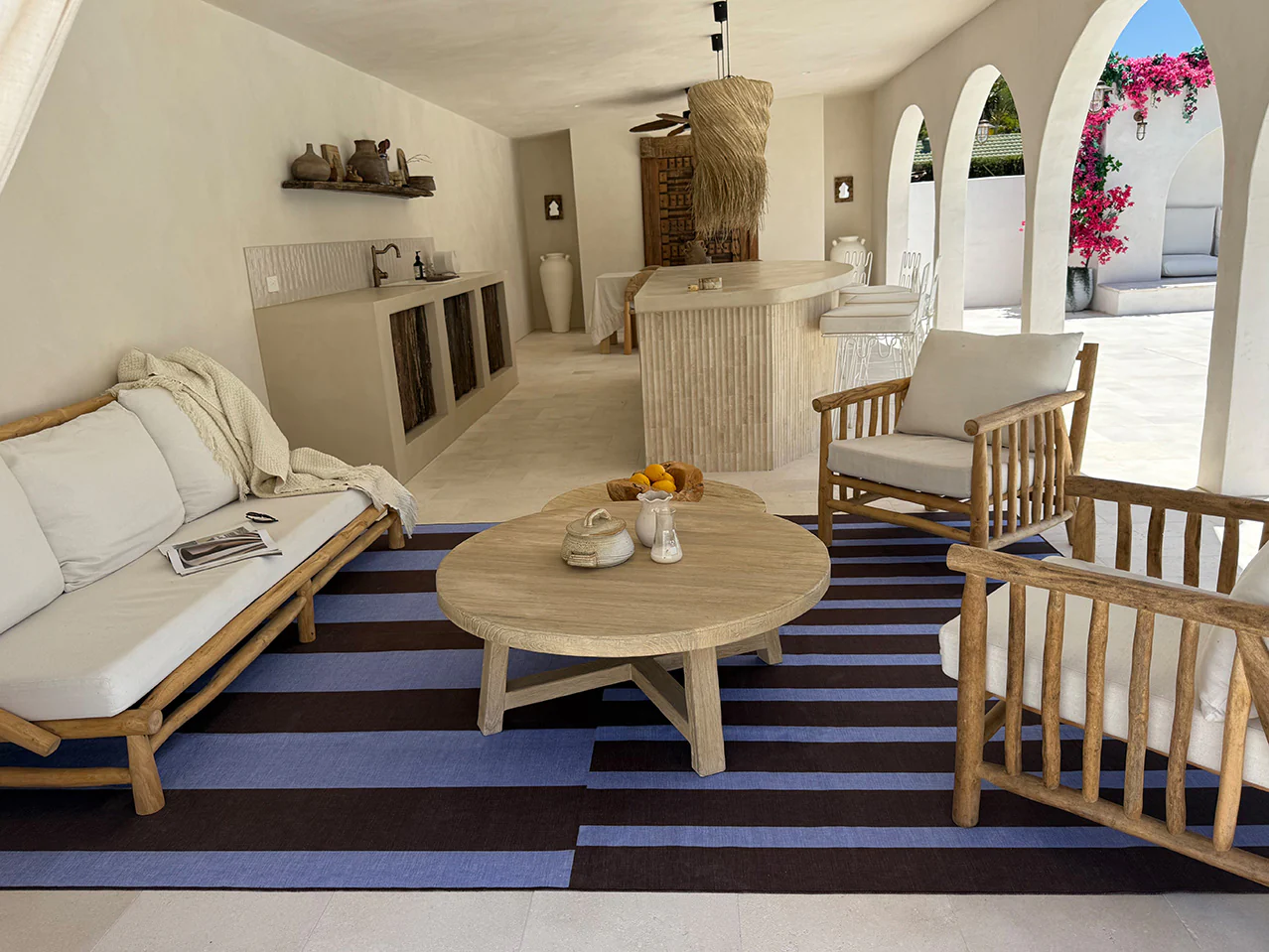 Luz Deep Cocoa and Vivid Blue Striped Indoor Outdoor Rug - Image 8