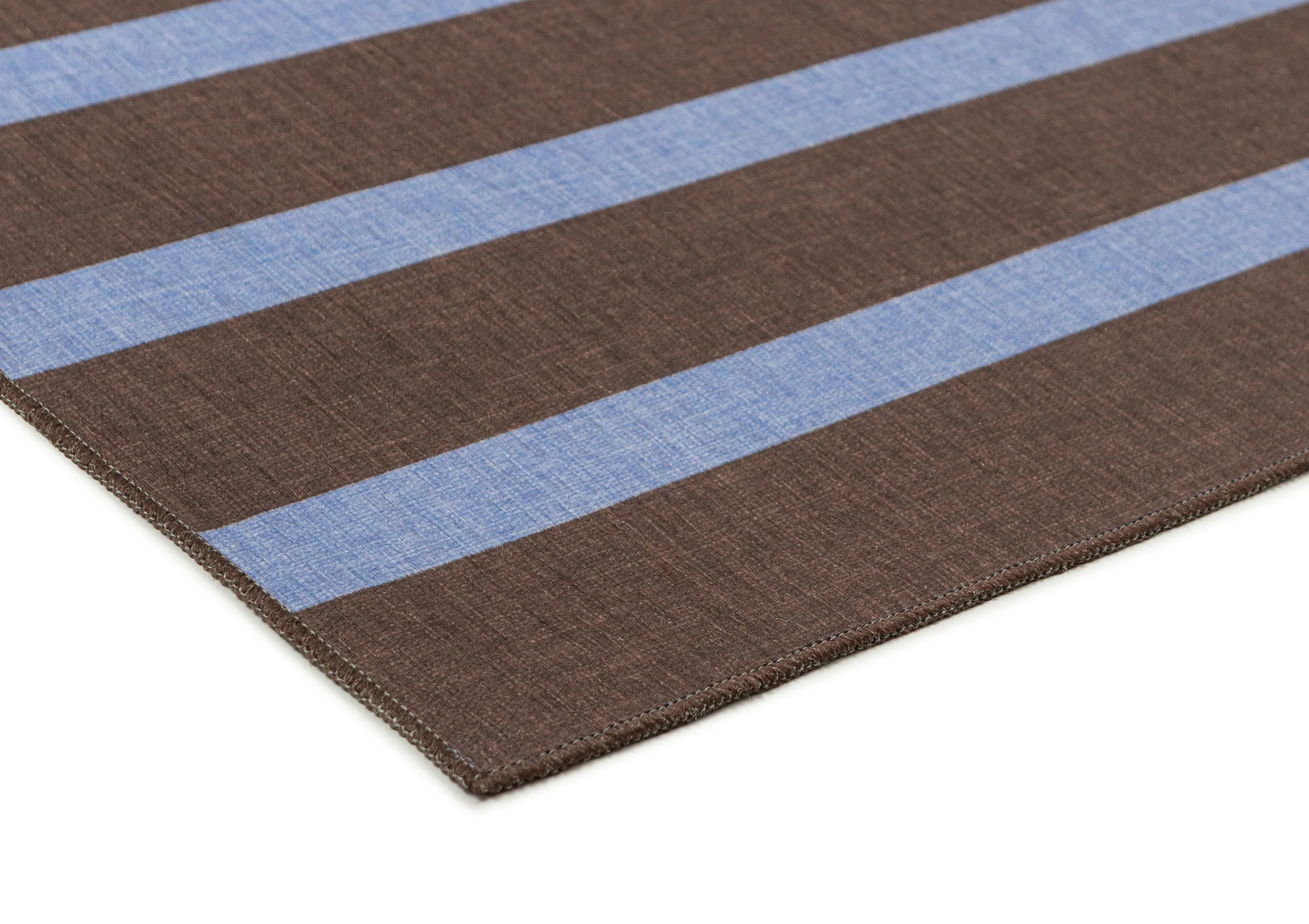 Luz Deep Cocoa and Vivid Blue Striped Indoor Outdoor Rug - Image 9