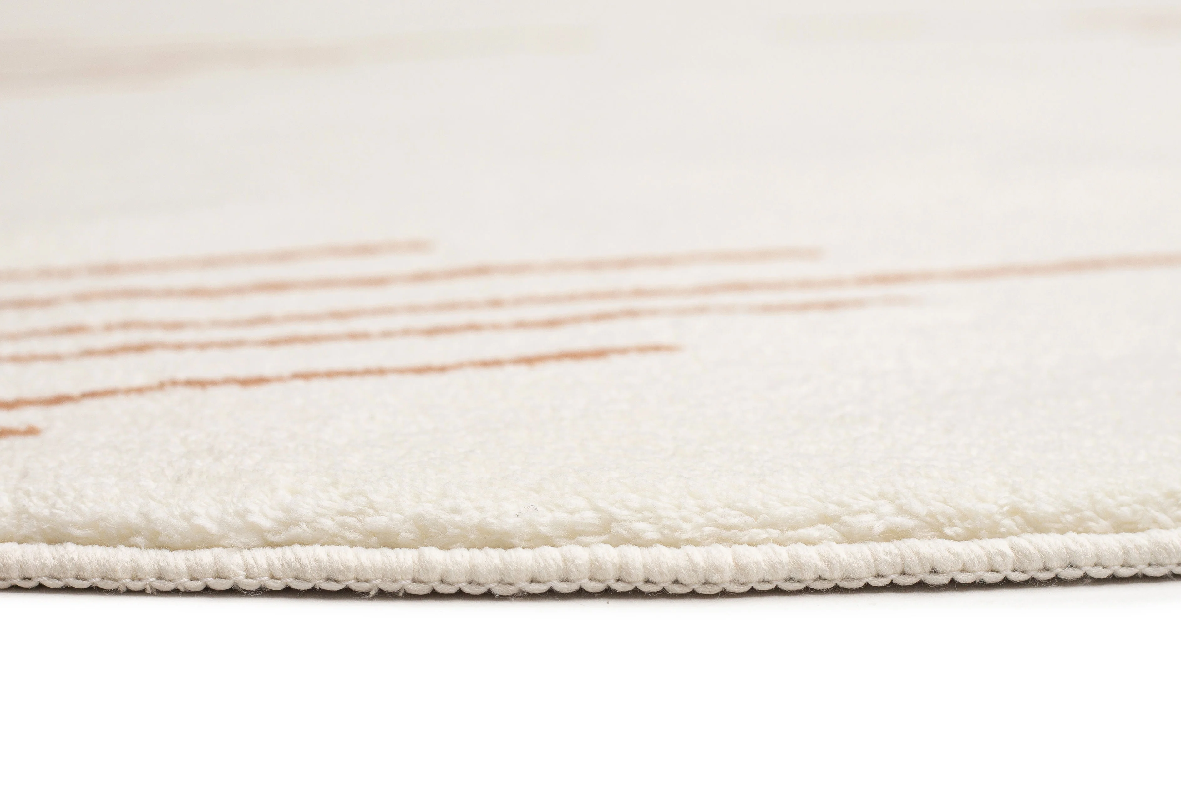 Lyra Ivory and Brown Diamond Stripe Washable Round Rug - Image 10