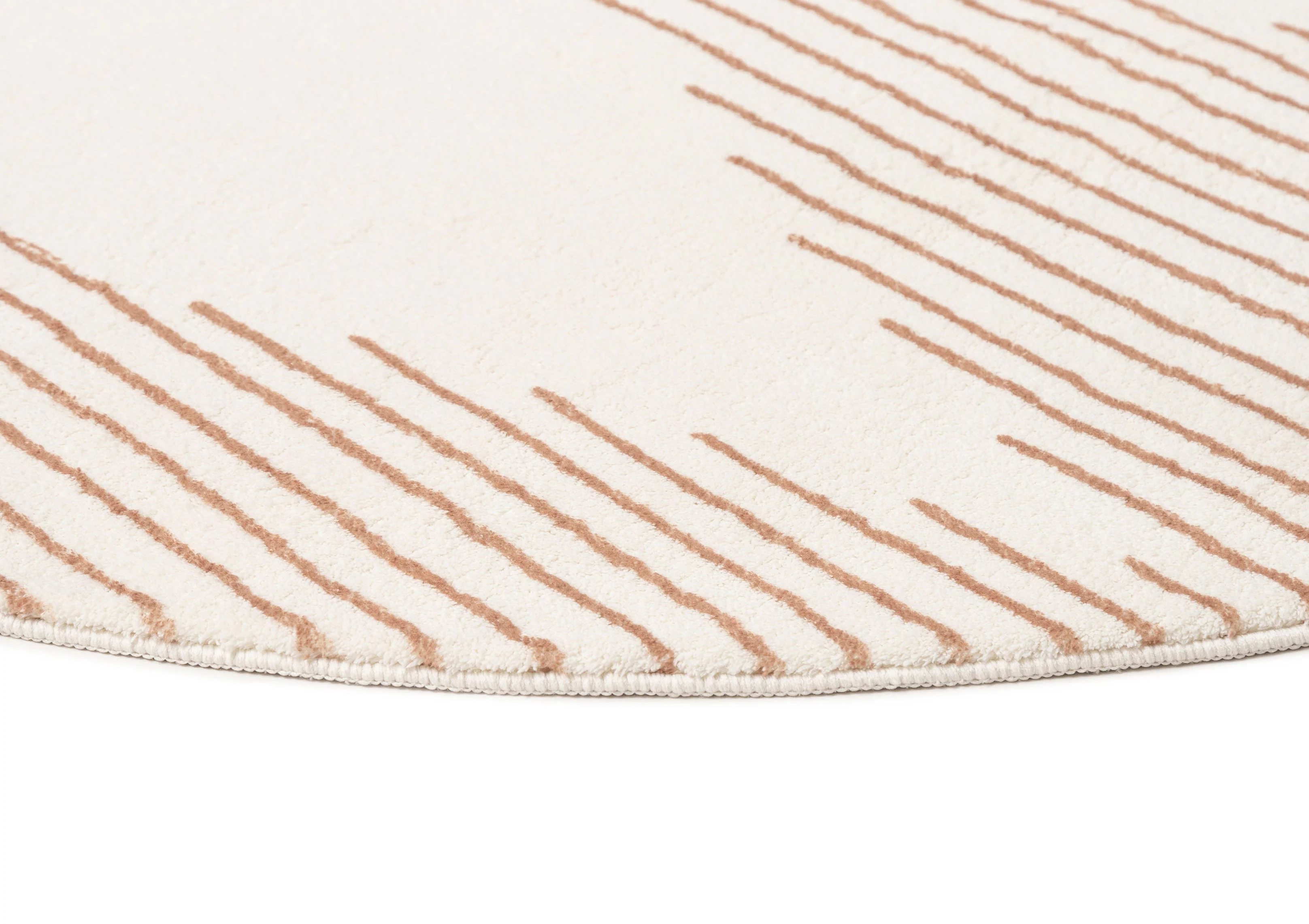 Lyra Ivory and Brown Diamond Stripe Washable Round Rug - Image 7