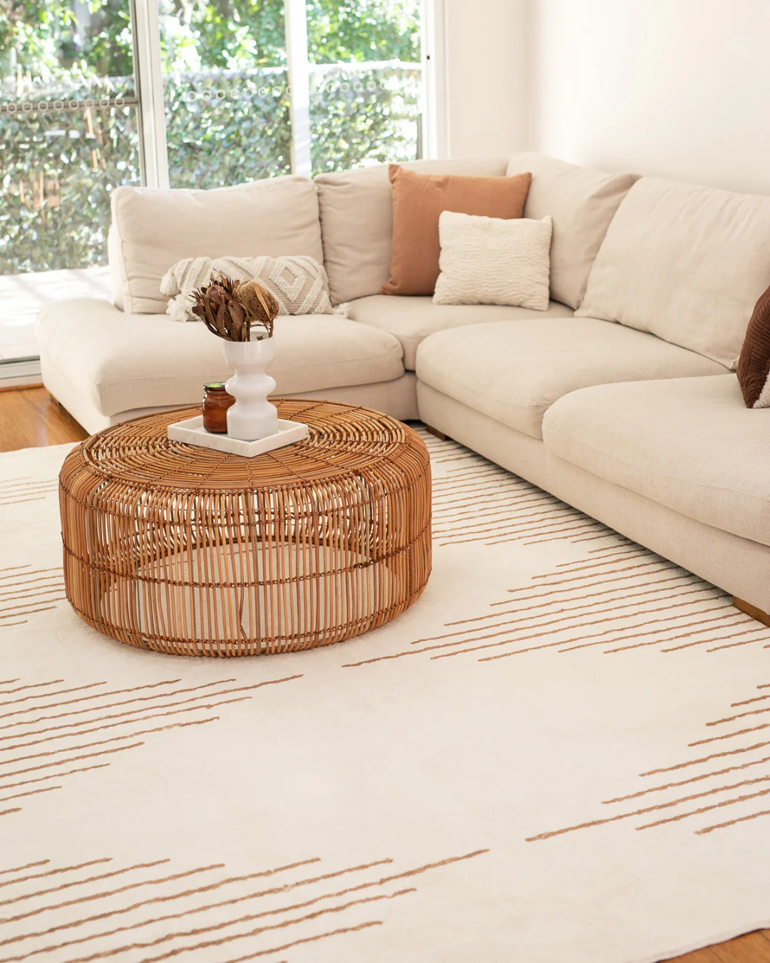 Lyra Ivory and Brown Diamond Stripe Washable Rug - Image 11