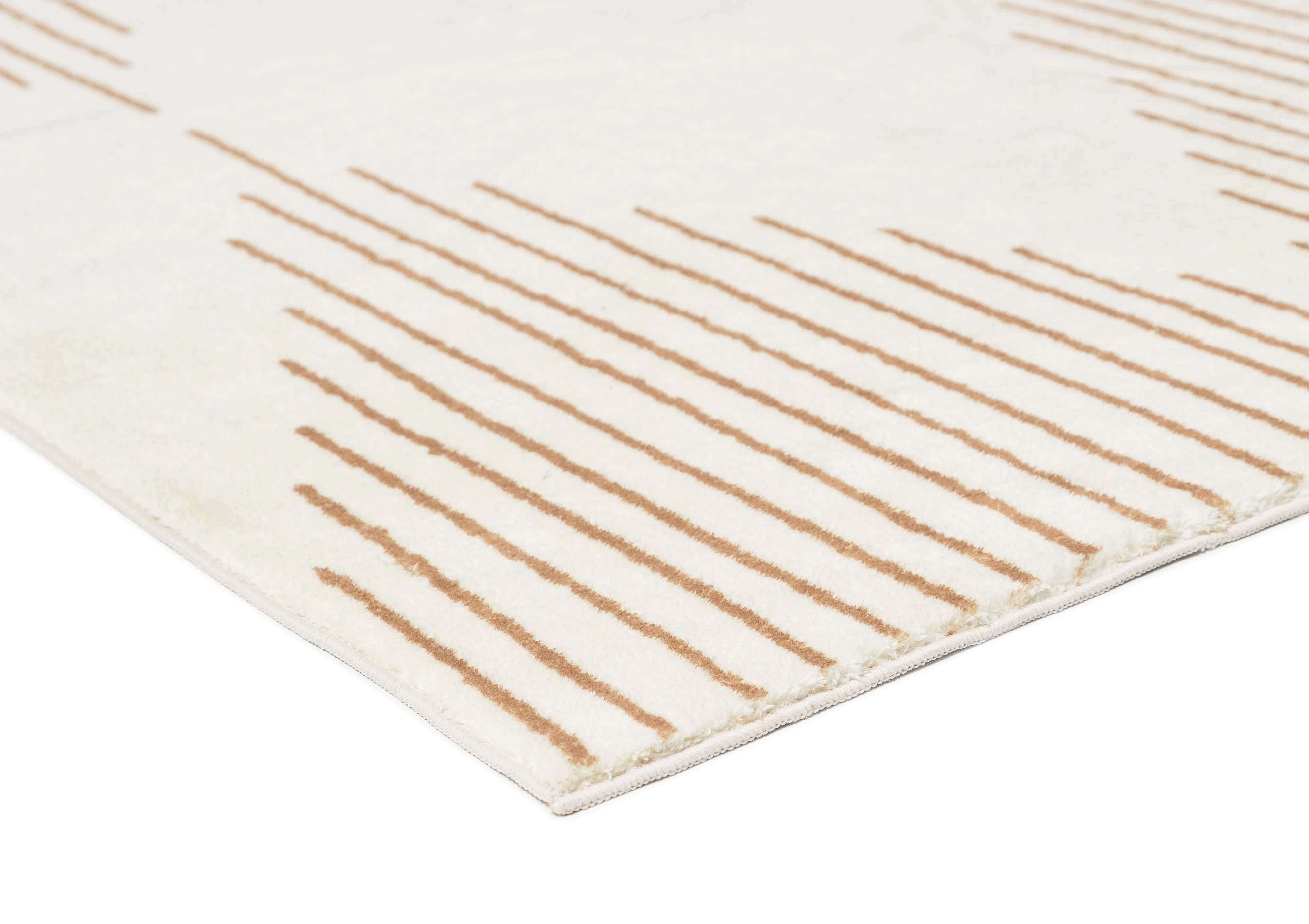 Lyra Ivory and Brown Diamond Stripe Washable Rug - Image 17