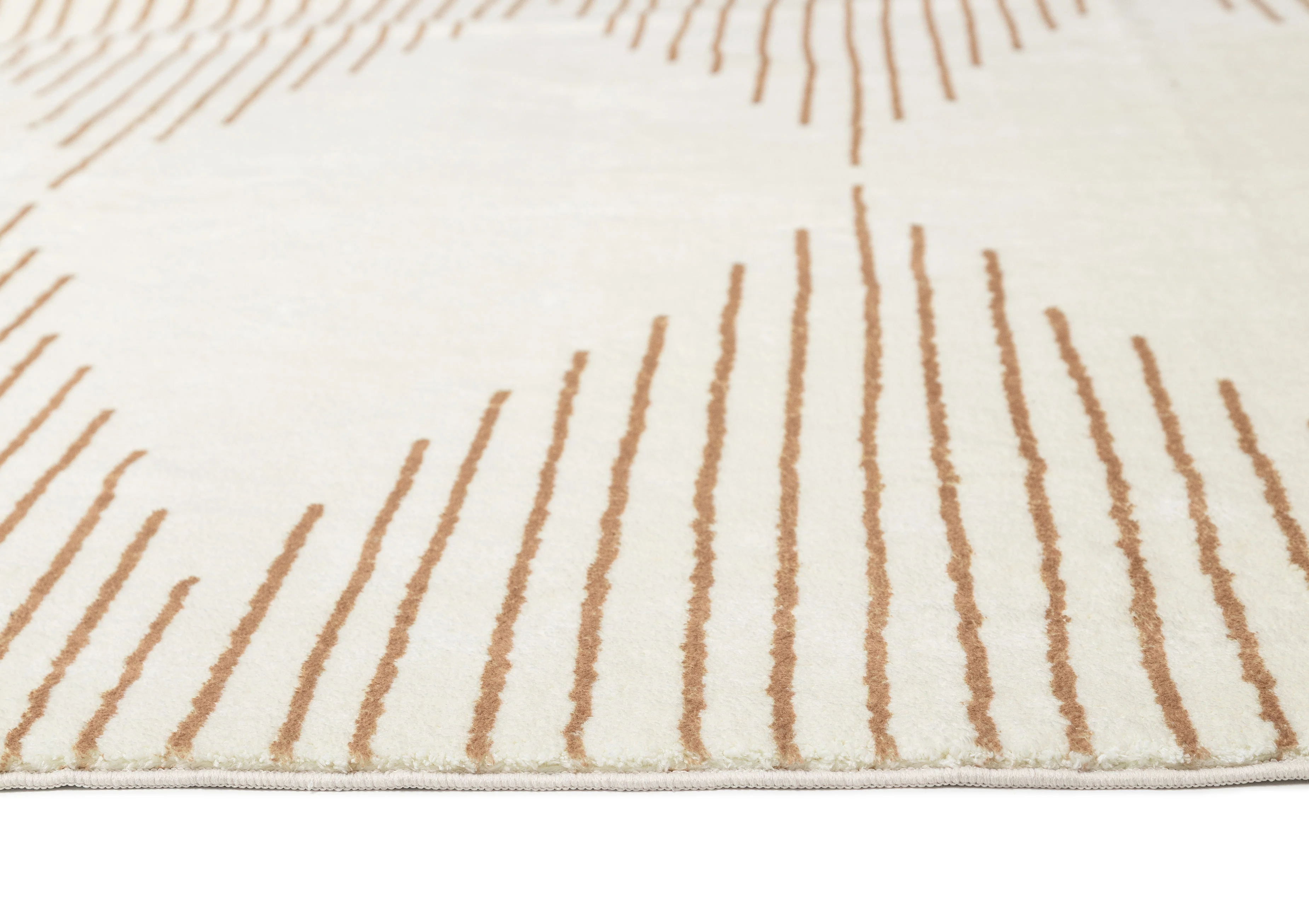 Lyra Ivory and Brown Diamond Stripe Washable Rug - Image 18