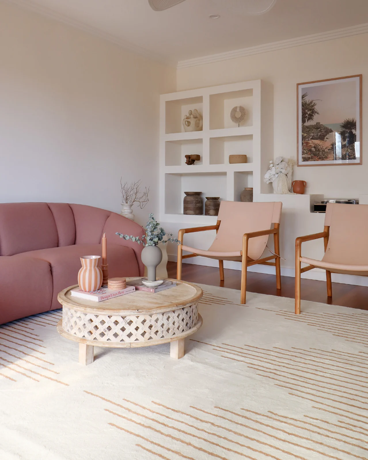 Lyra Ivory and Brown Diamond Stripe Washable Rug - Image 3