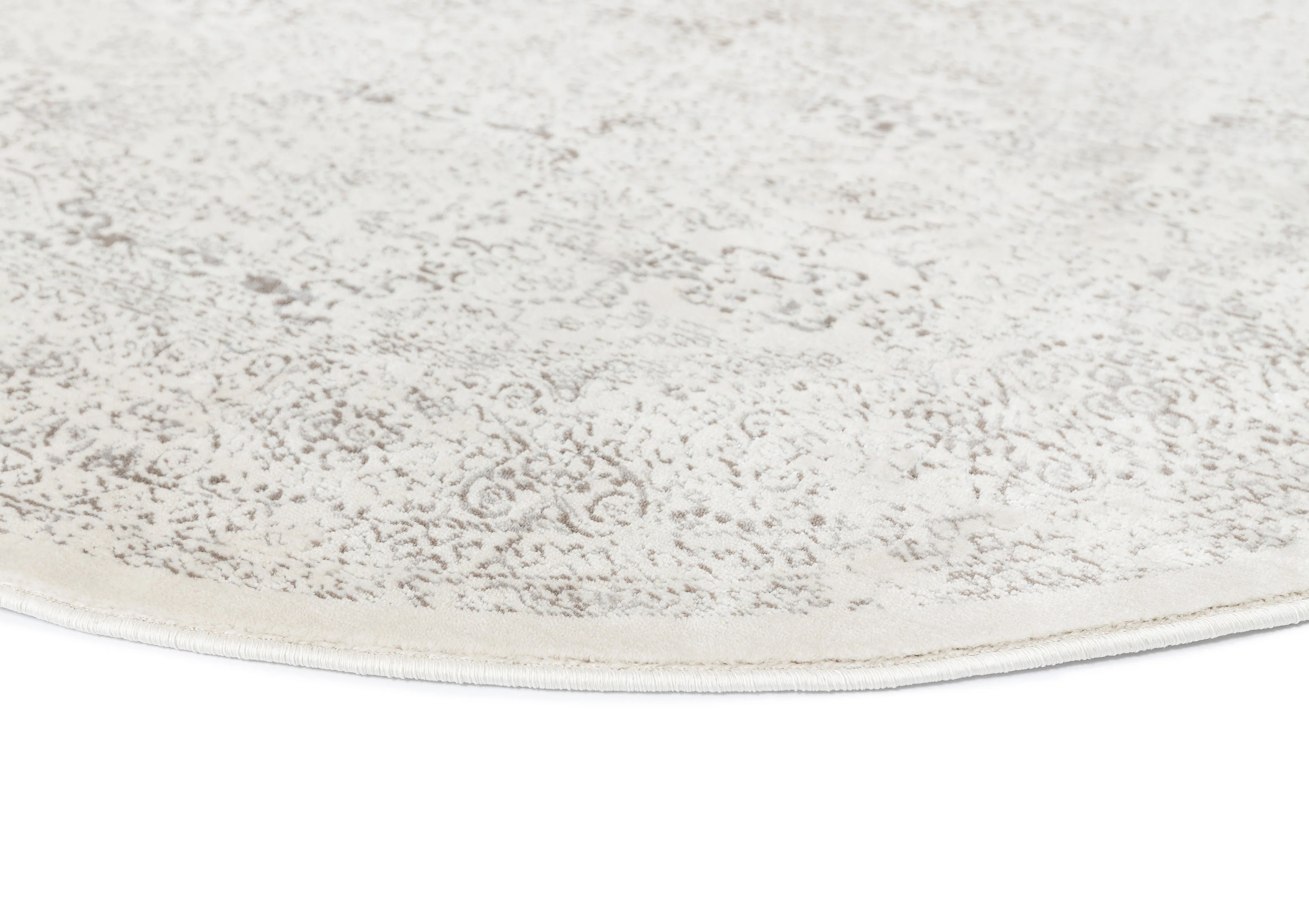 Madison Ivory And Grey Traditional Distressed Round Rug - Image 4