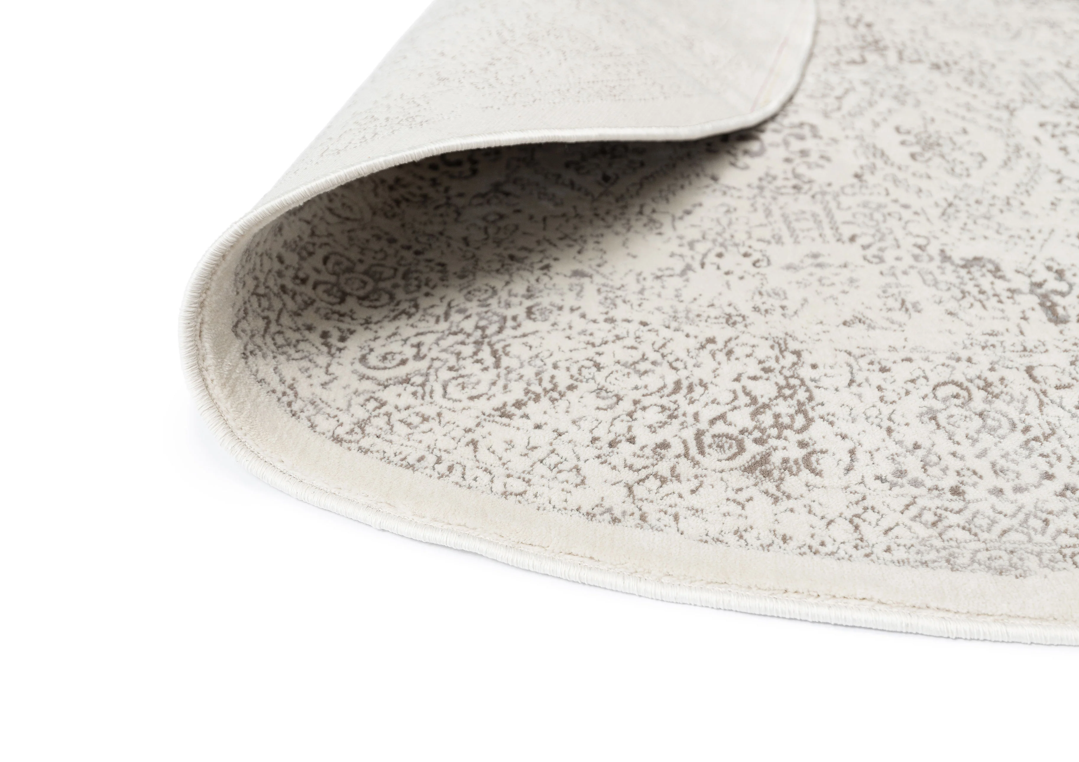 Madison Ivory And Grey Traditional Distressed Round Rug - Image 5