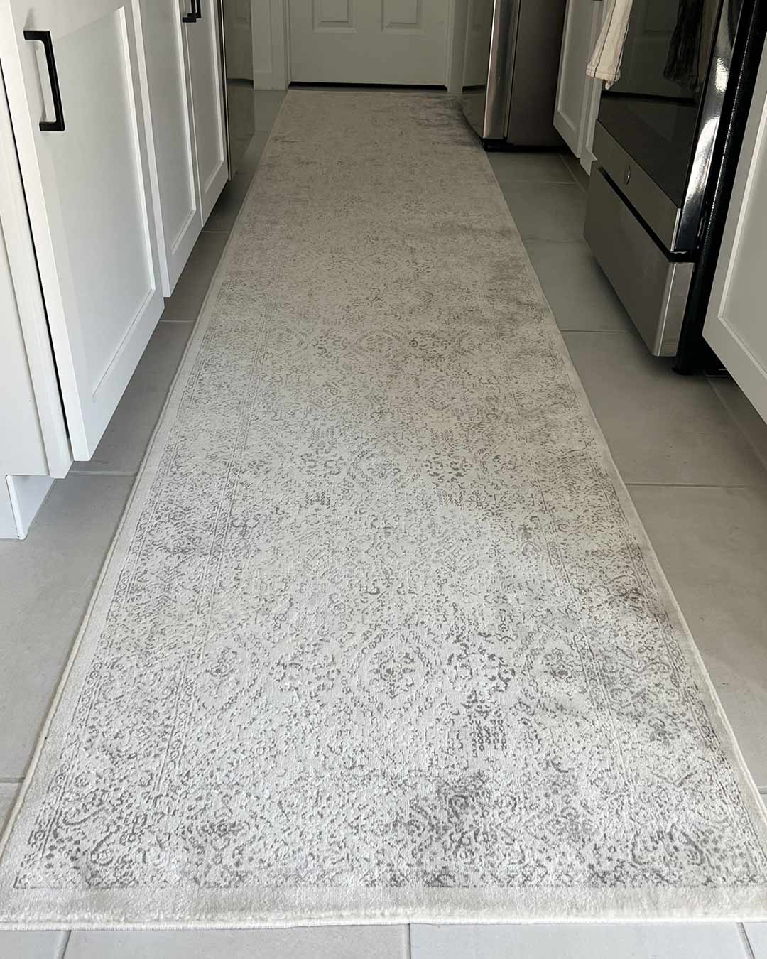 Madison Ivory And Grey Traditional Distressed Runner Rug - Image 2