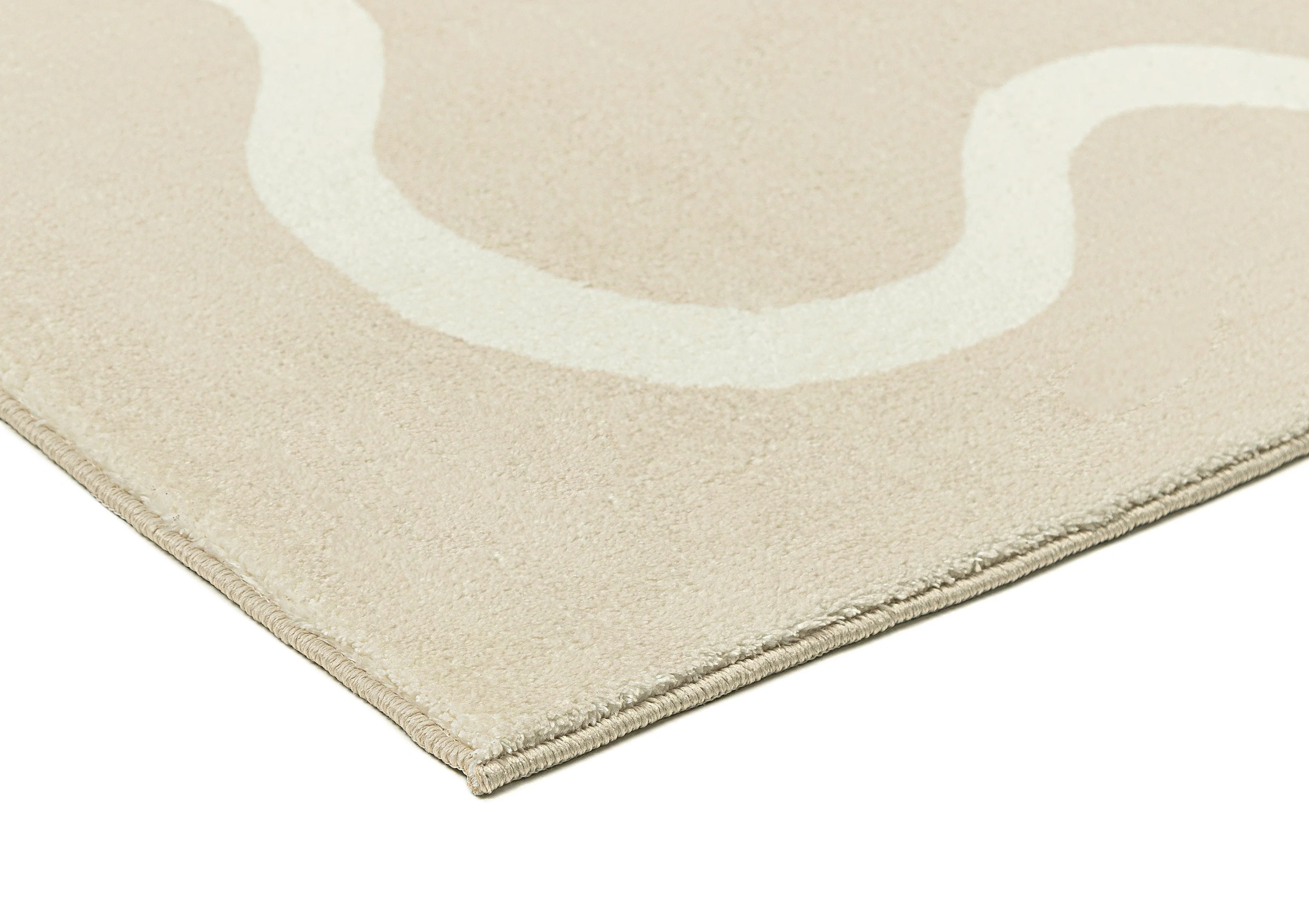 Mahali Beige Ivory Wiggle Bordered Washable Rug - Image 6