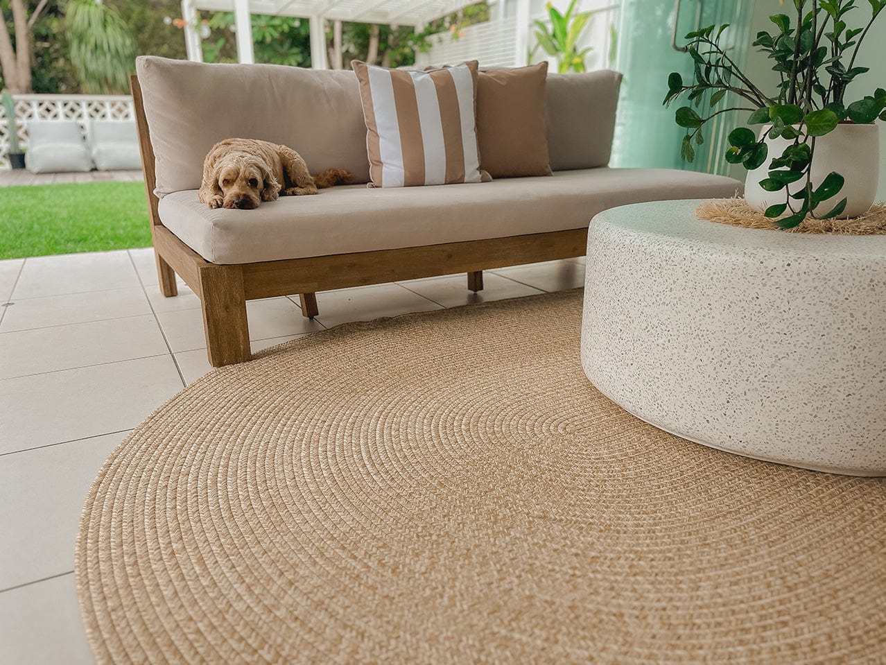 Malia Beige Braided Flatweave Indoor Outdoor Oval Rug - Image 7