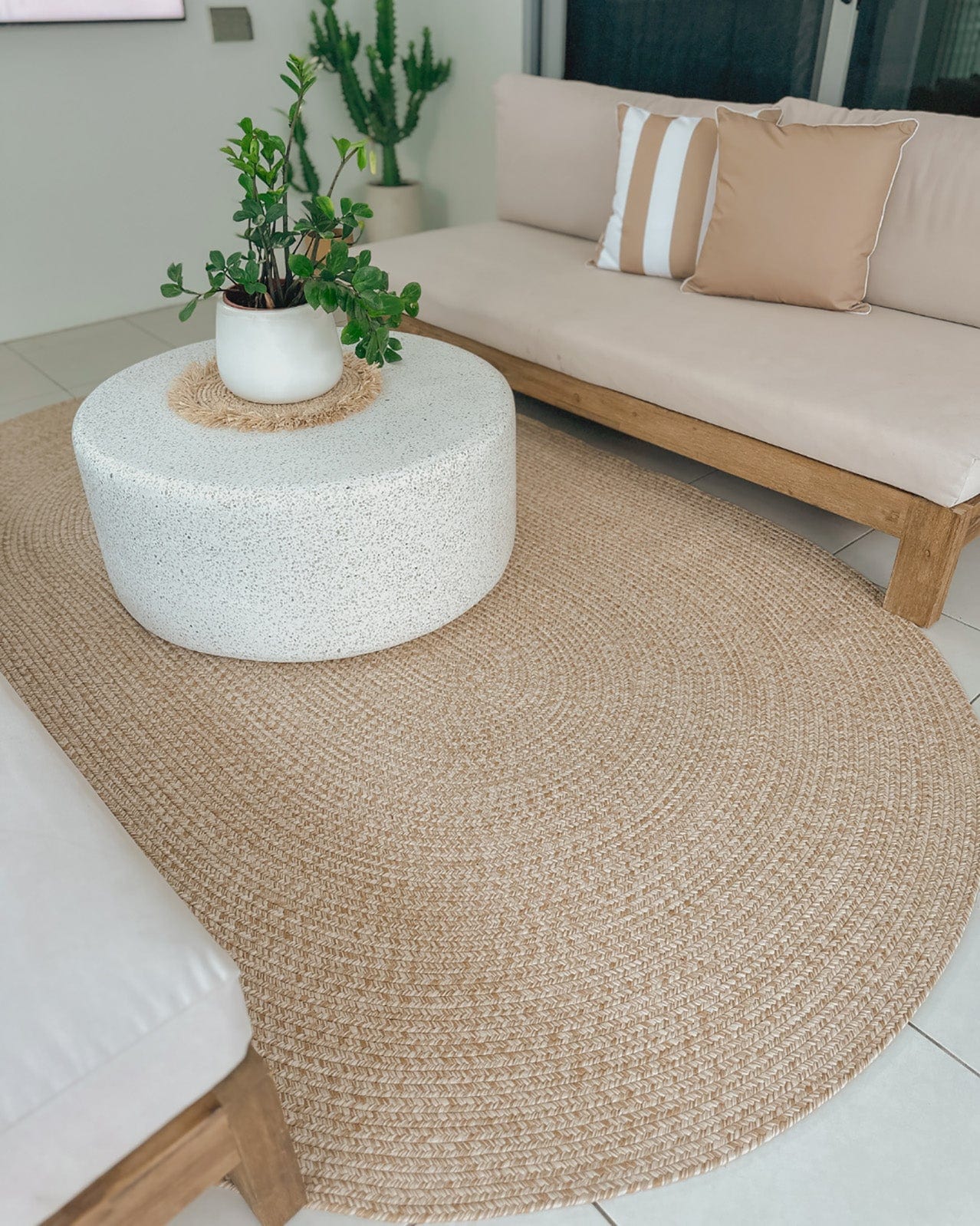 Malia Beige Braided Flatweave Indoor Outdoor Oval Rug - Image 8