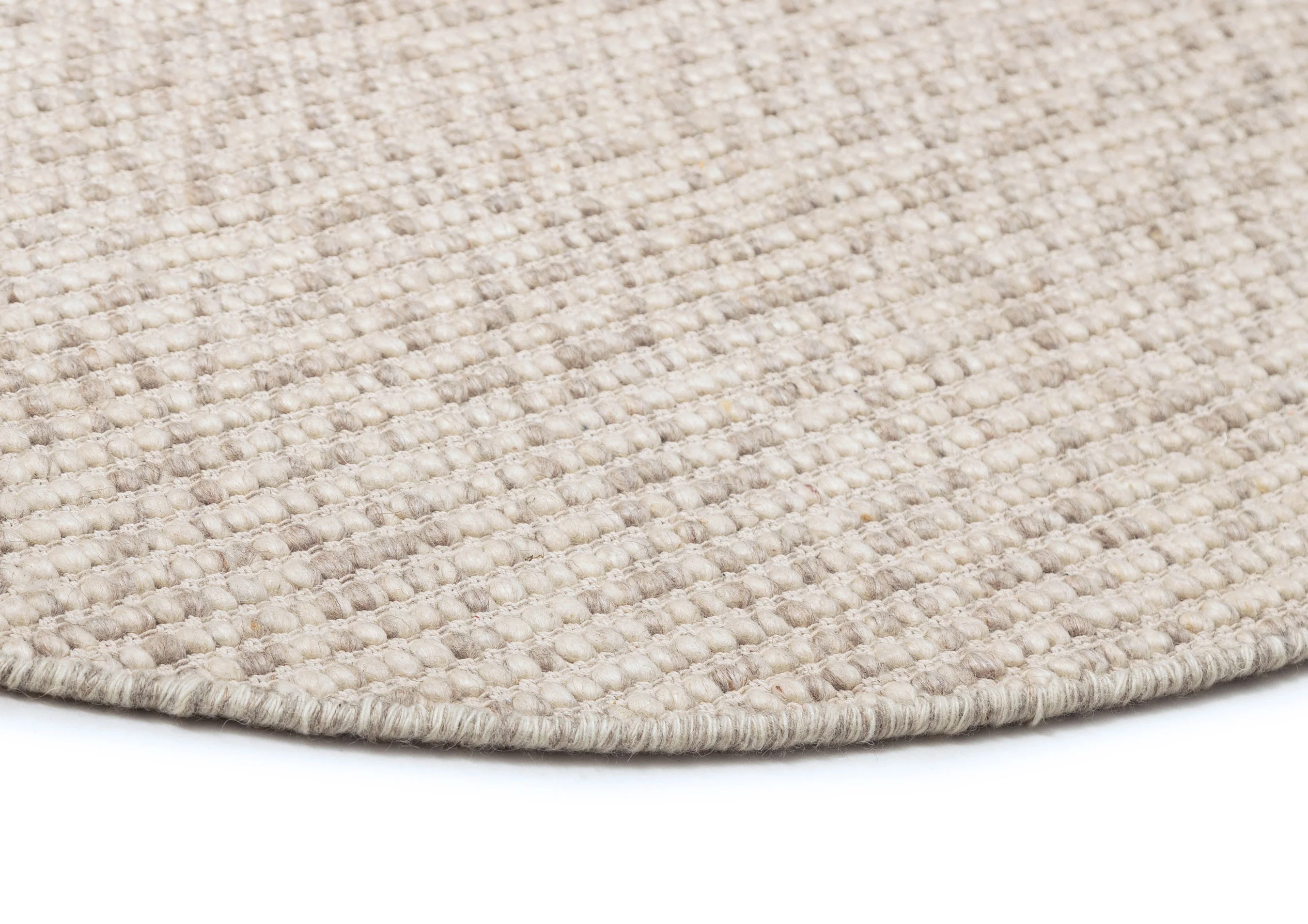 Mallory Marbled Cream and Grey Chunky Wool Round Rug - Image 7