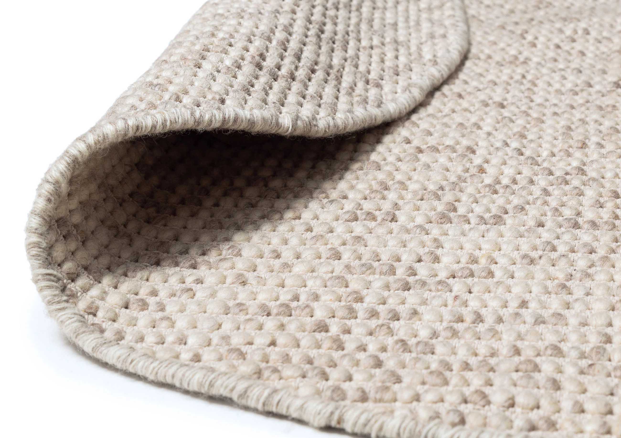 Mallory Marbled Cream and Grey Chunky Wool Round Rug - Image 8