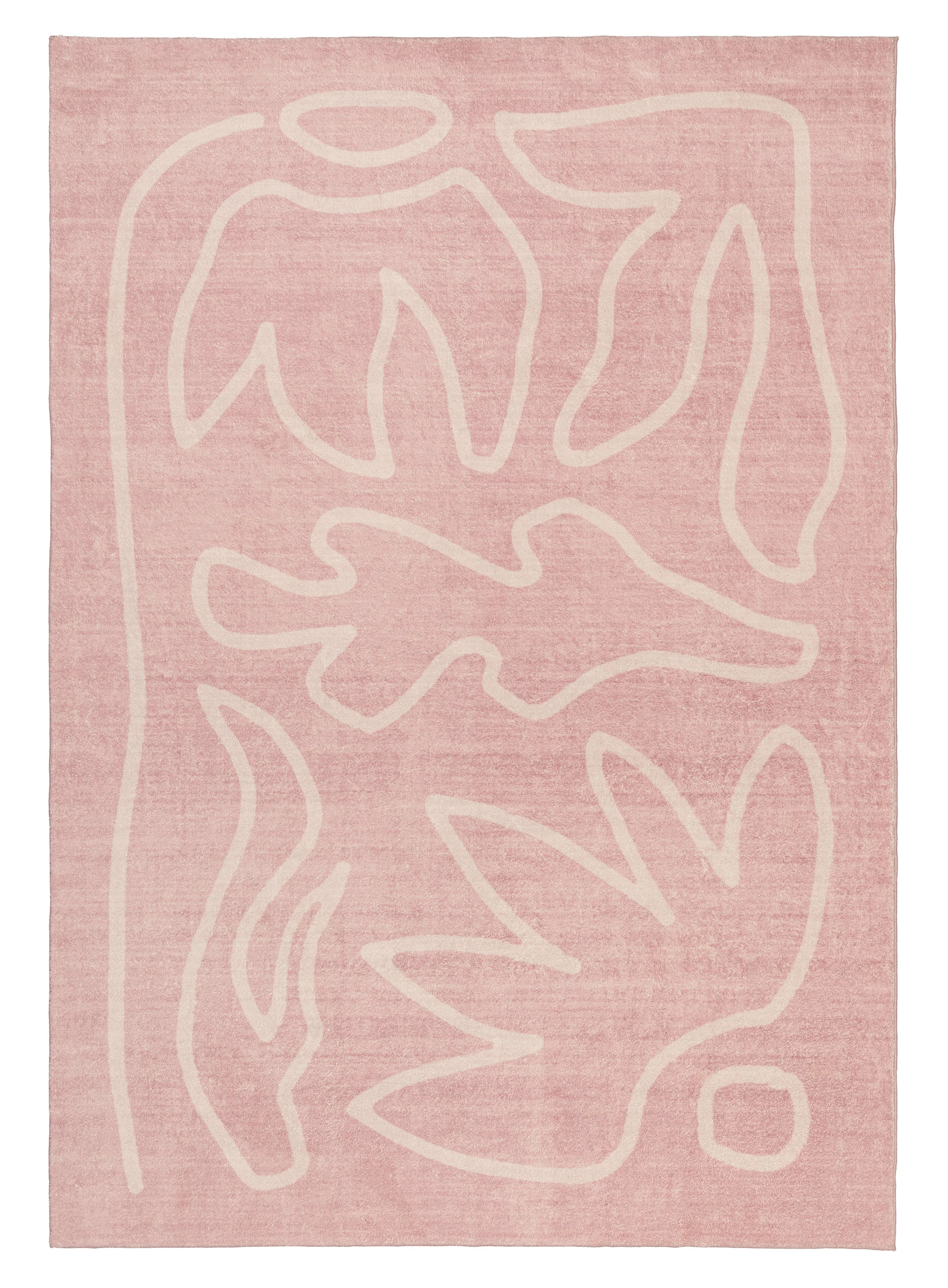 Manuela Pink Hand Drawn Washable Rug