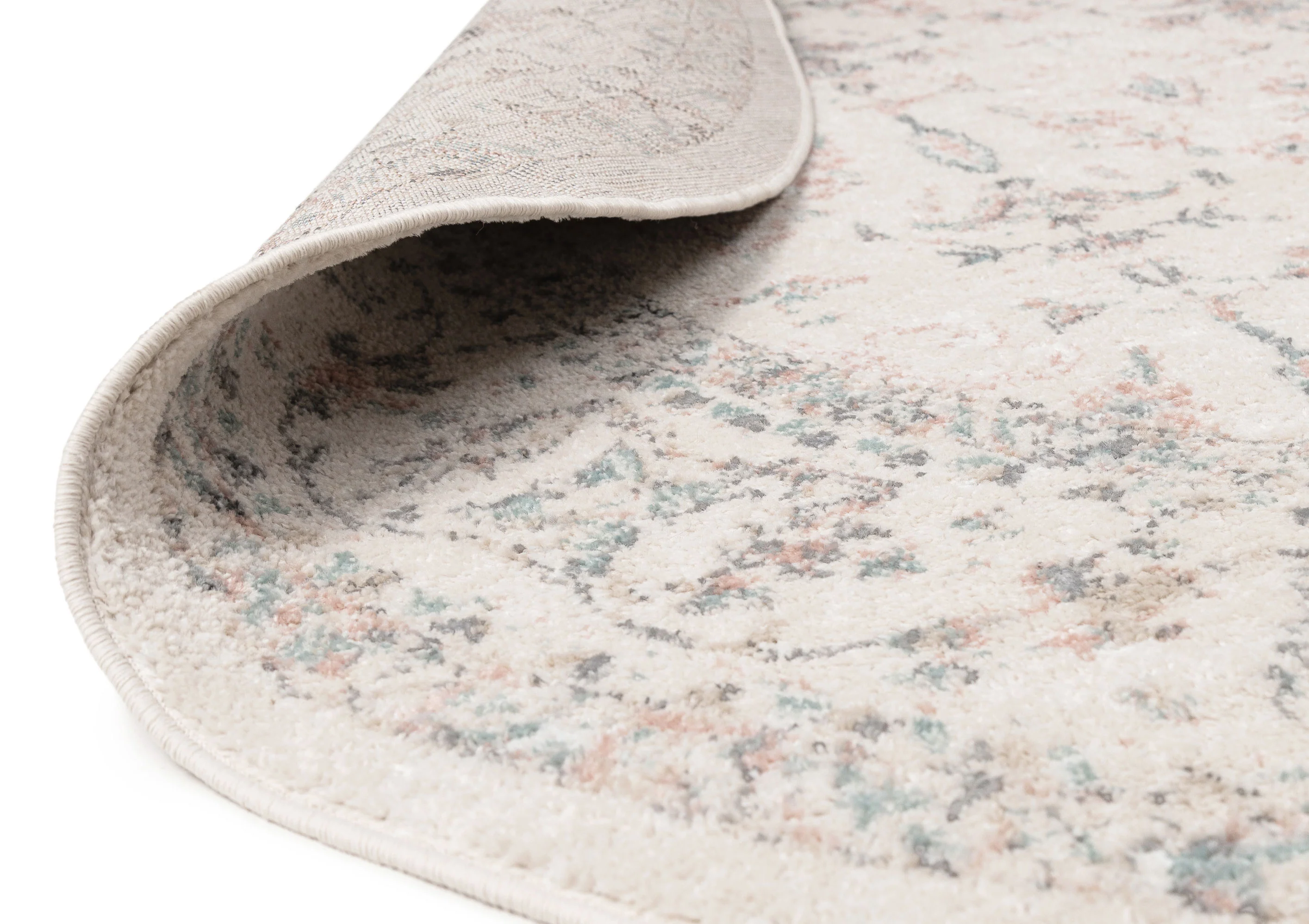 Maplewood Cream and Pink Traditional Round Rug - Image 8