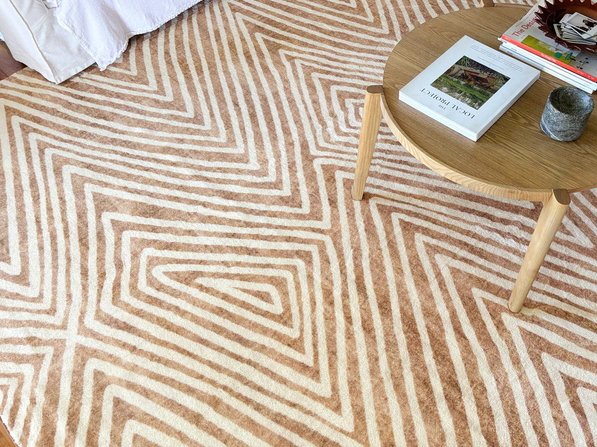 Margaux Brown Beige Diamond Tribal Pattern Washable Rug - Image 4
