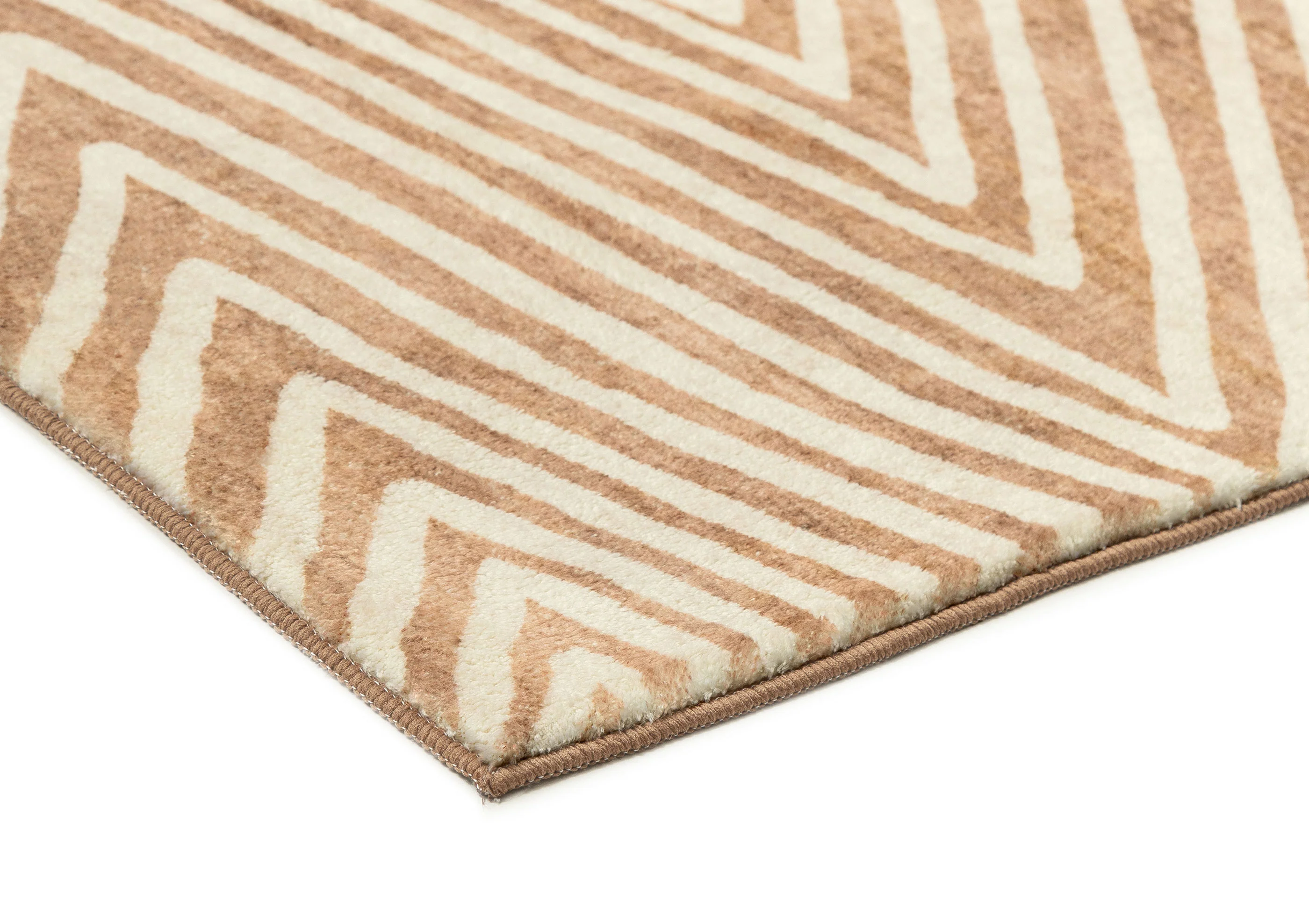 Margaux Brown Beige Diamond Tribal Pattern Washable Rug - Image 5