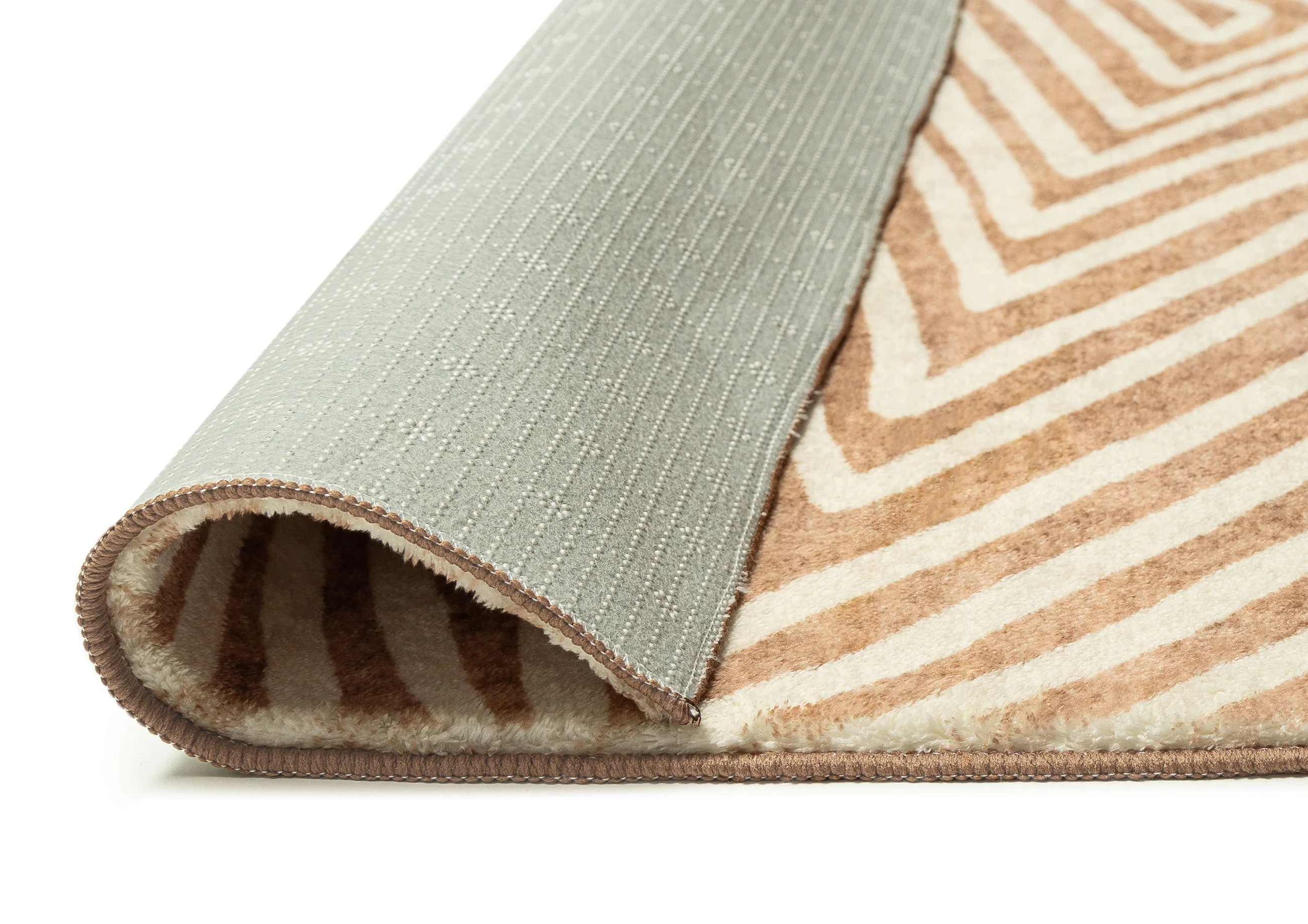 Margaux Brown Beige Diamond Tribal Pattern Washable Rug - Image 7