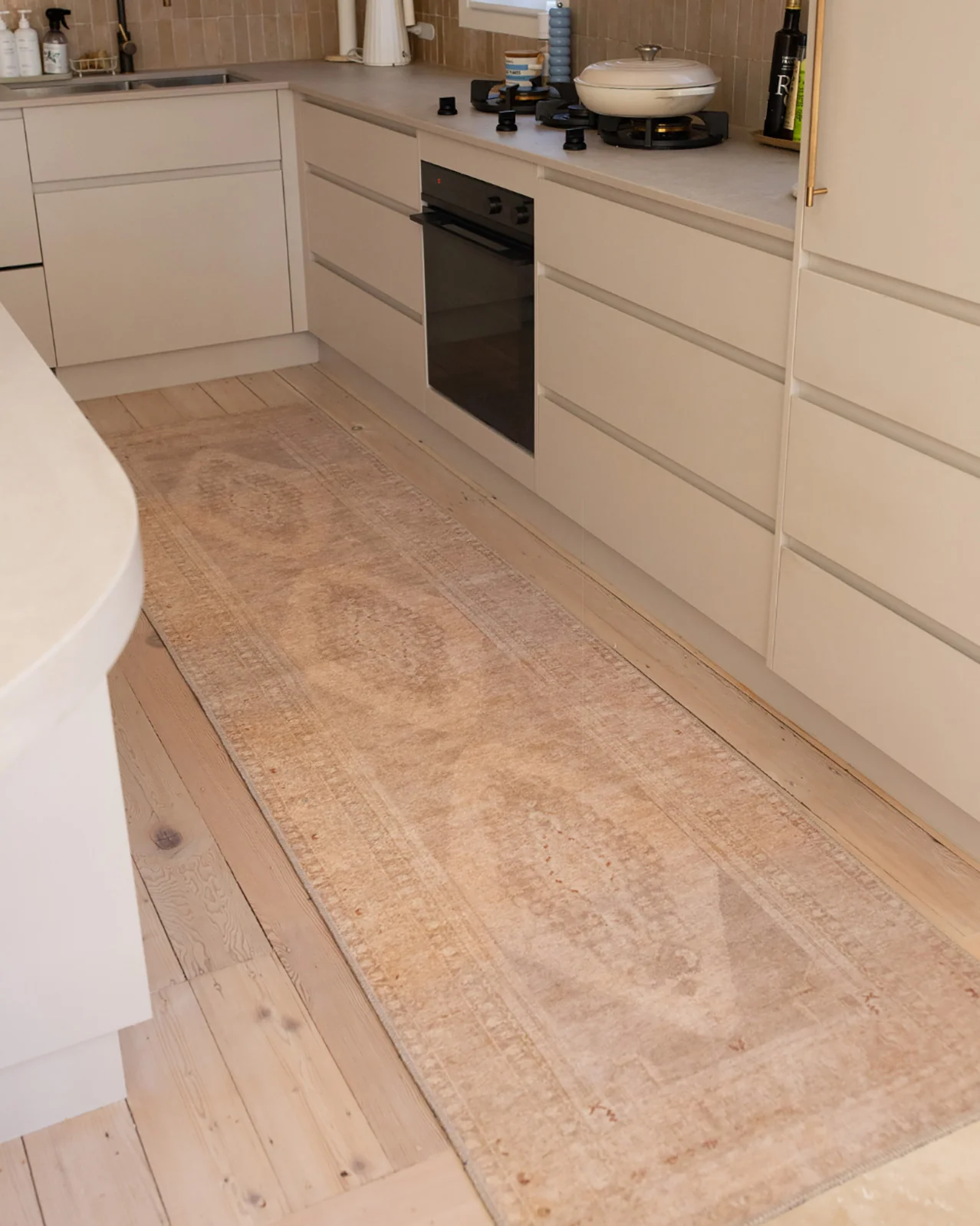Mariana Cream and Peach Medallion Washable Runner Rug - Image 3