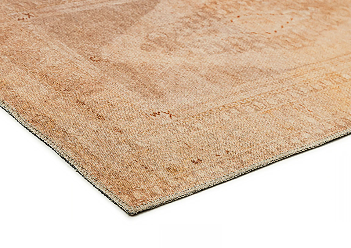 Mariana Cream and Peach Medallion Washable Runner Rug - Image 7