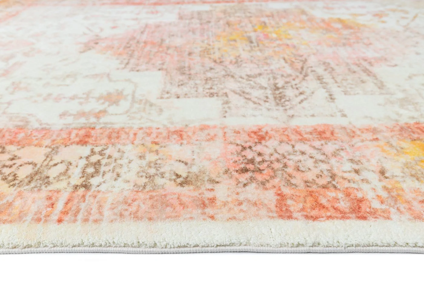 Marissa Orange Peach and Cream Medallion Washable Rug - Image 11